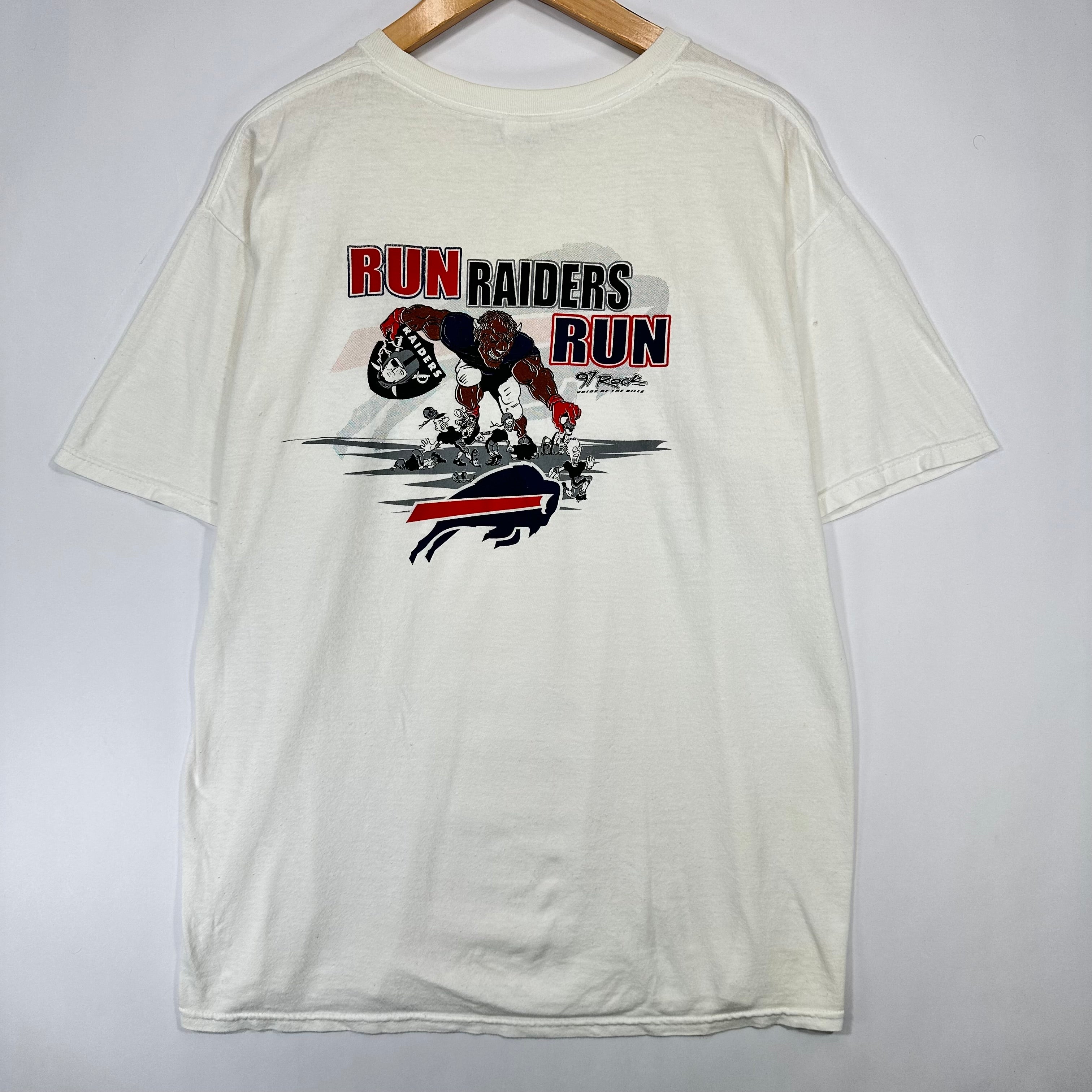 Vintage Buffalo Bills Run the Raiders Smokin’ Joe’s Shirt Large