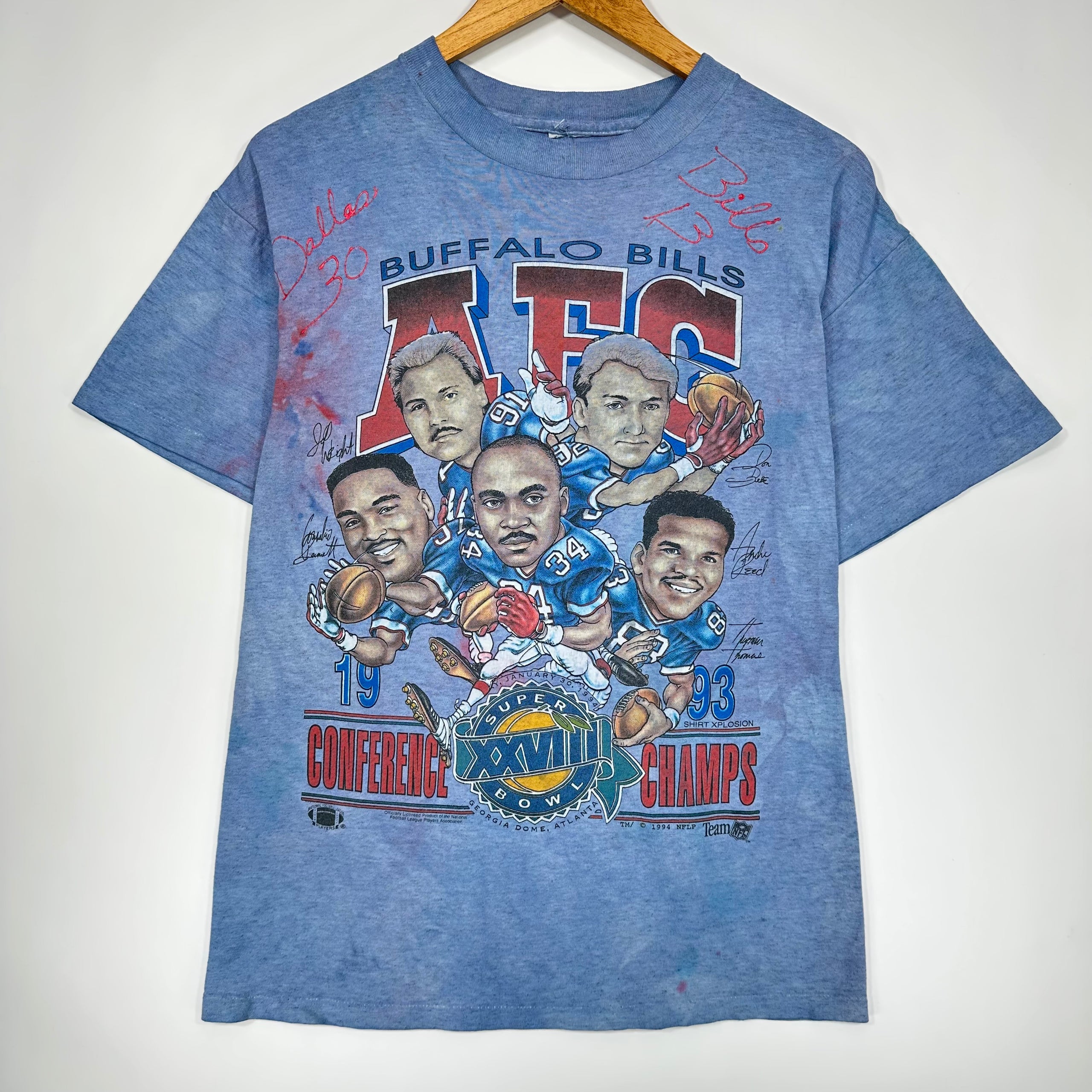 Vintage Buffalo Bills Overdyed 1993 AFC Champions Caricature Shirt Large