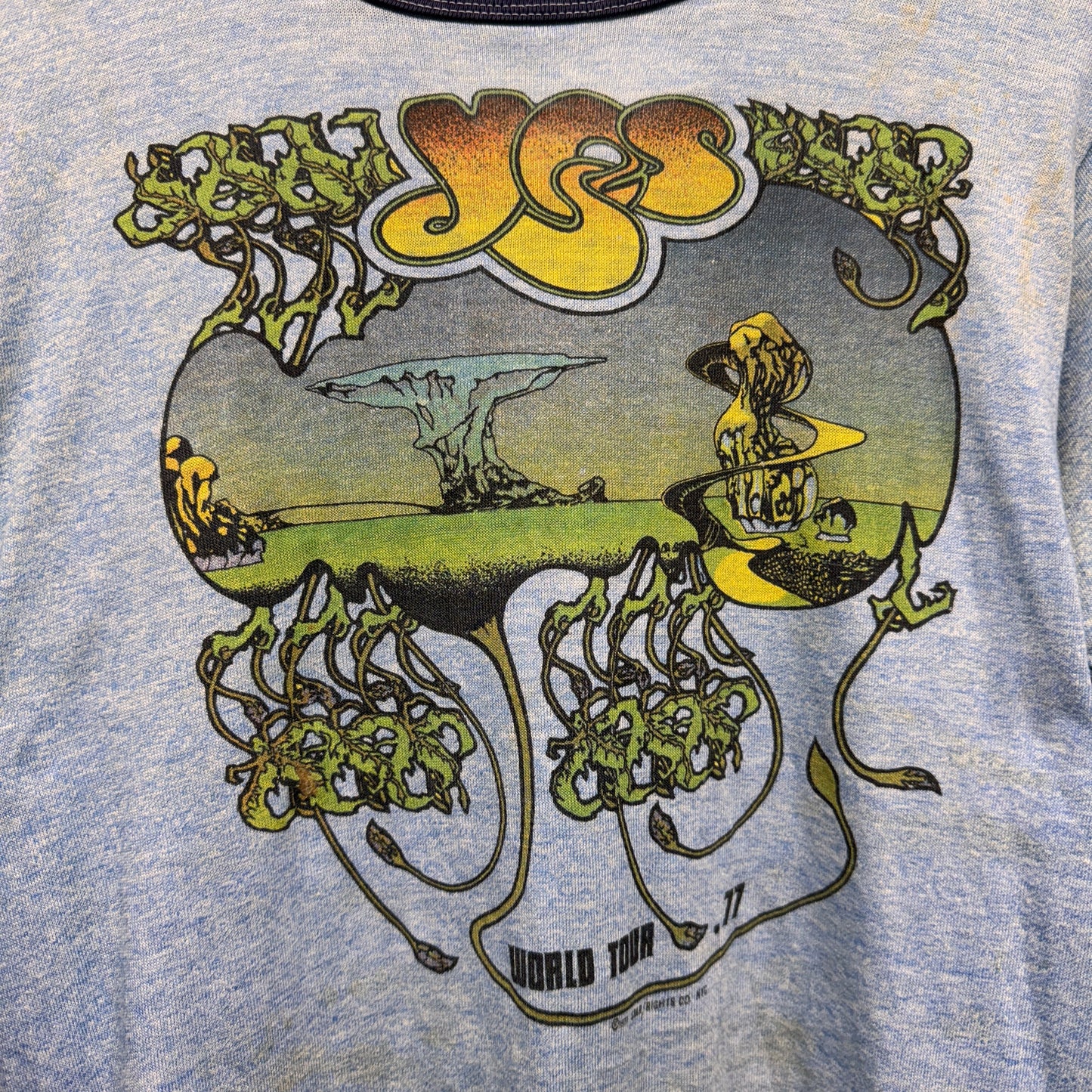 Vintage Yes 1977 Tour Ringer Shirt Medium