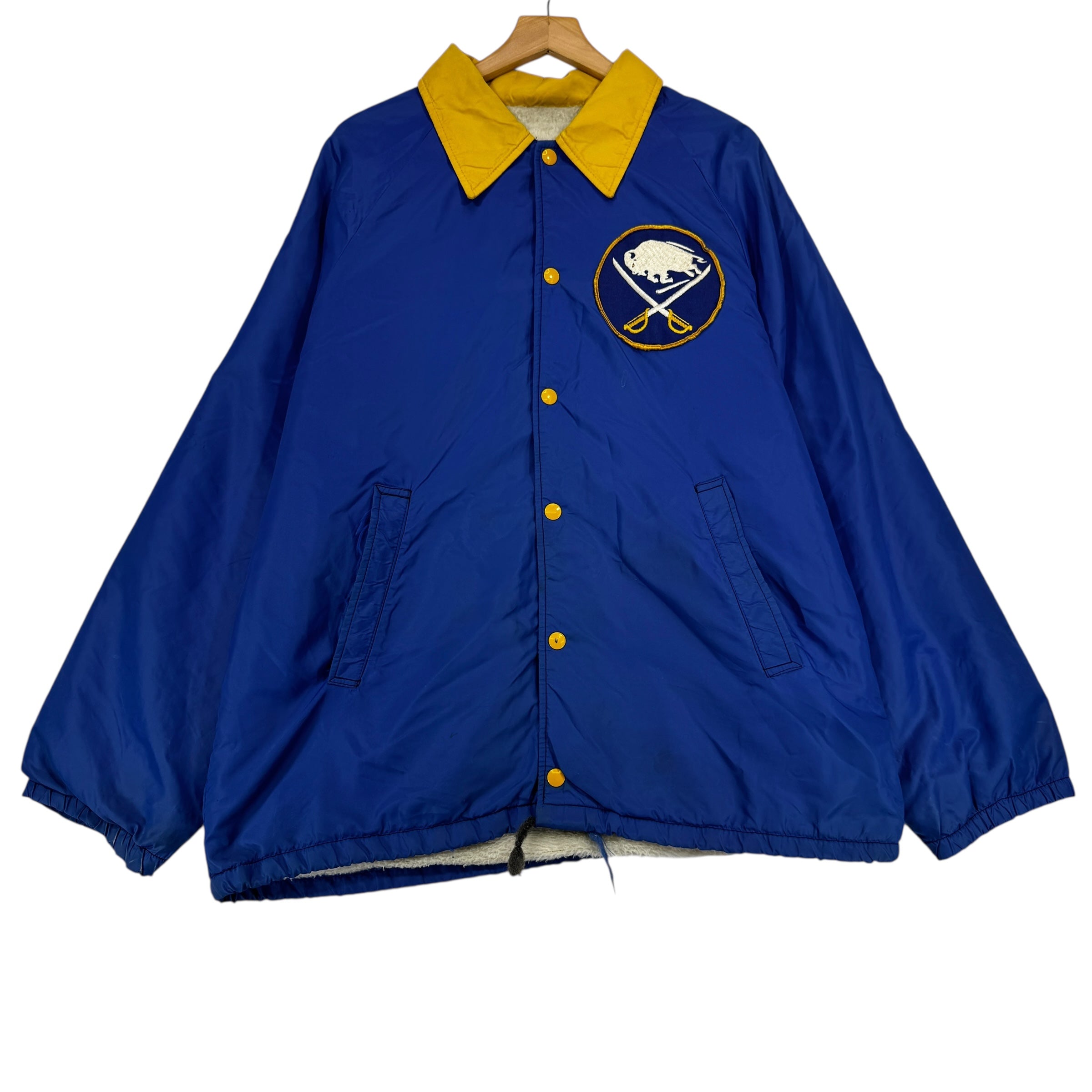 Vintage Buffalo Sabres Fur-Lined Button Up Jacket XL