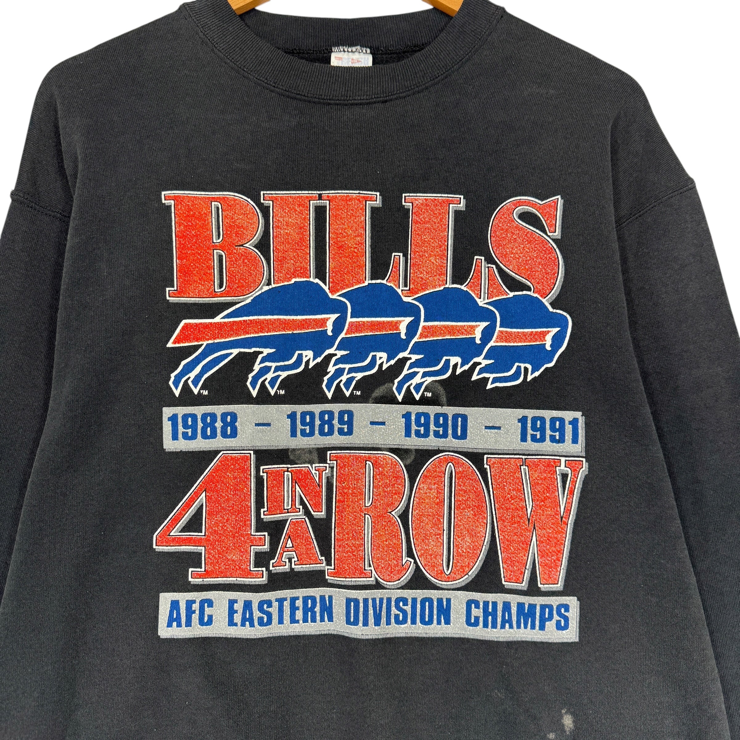Vintage Buffalo Bills Four In A Row AFC East Champions Crewneck Sweatshirt Large