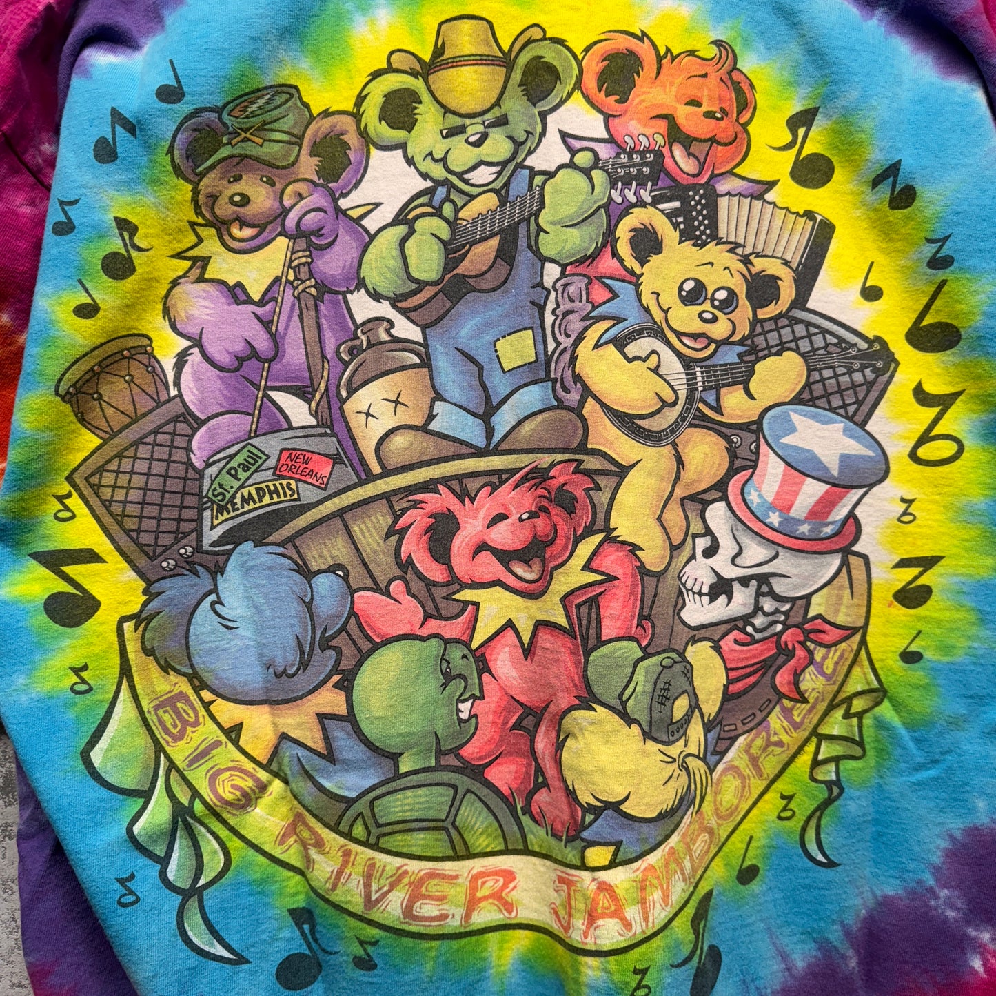 Vintage Grateful Dead Big River Jamboree Tie Dye Shirt XL