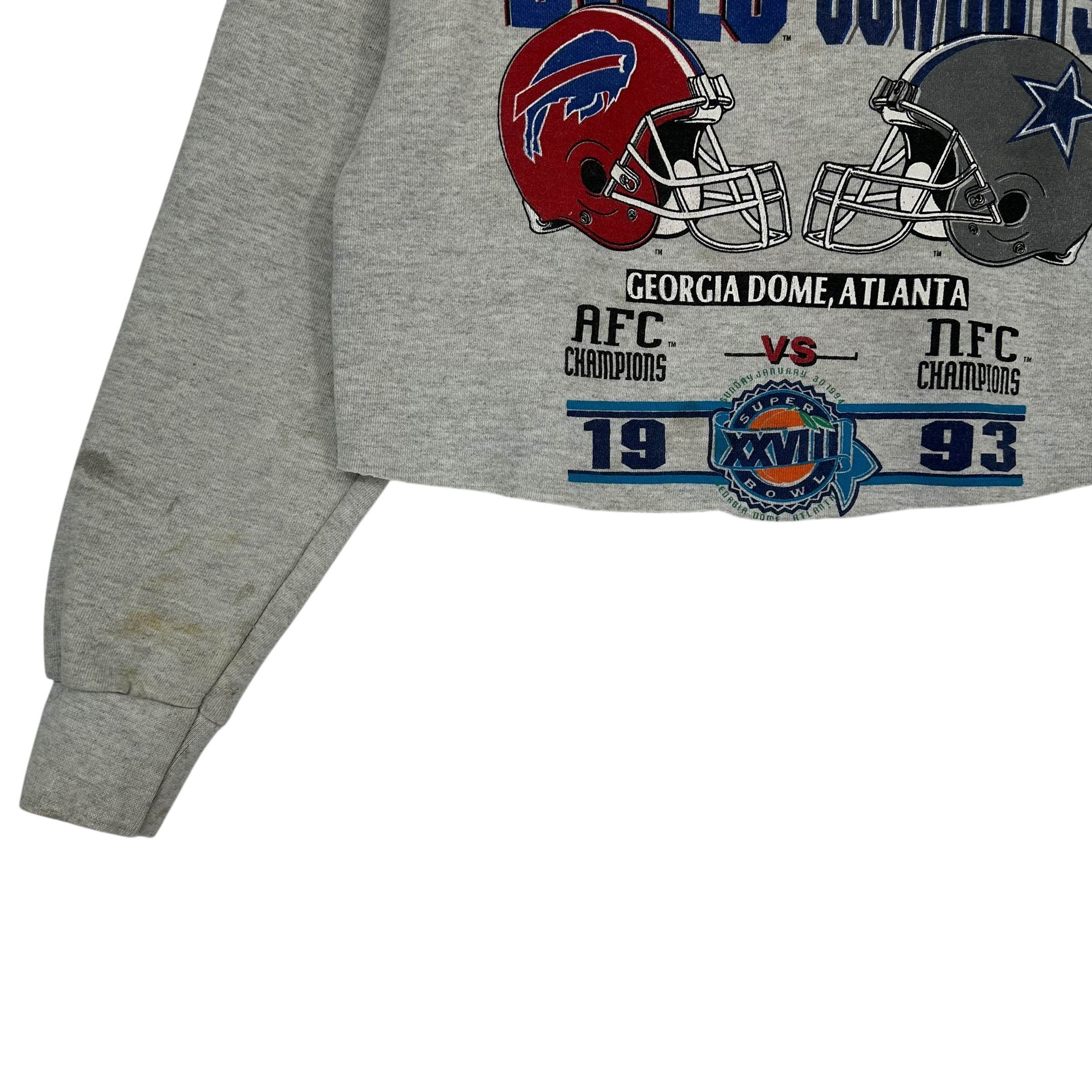 Vintage Buffalo Bills Reworked Cropped Collared Sweatshirt Medium