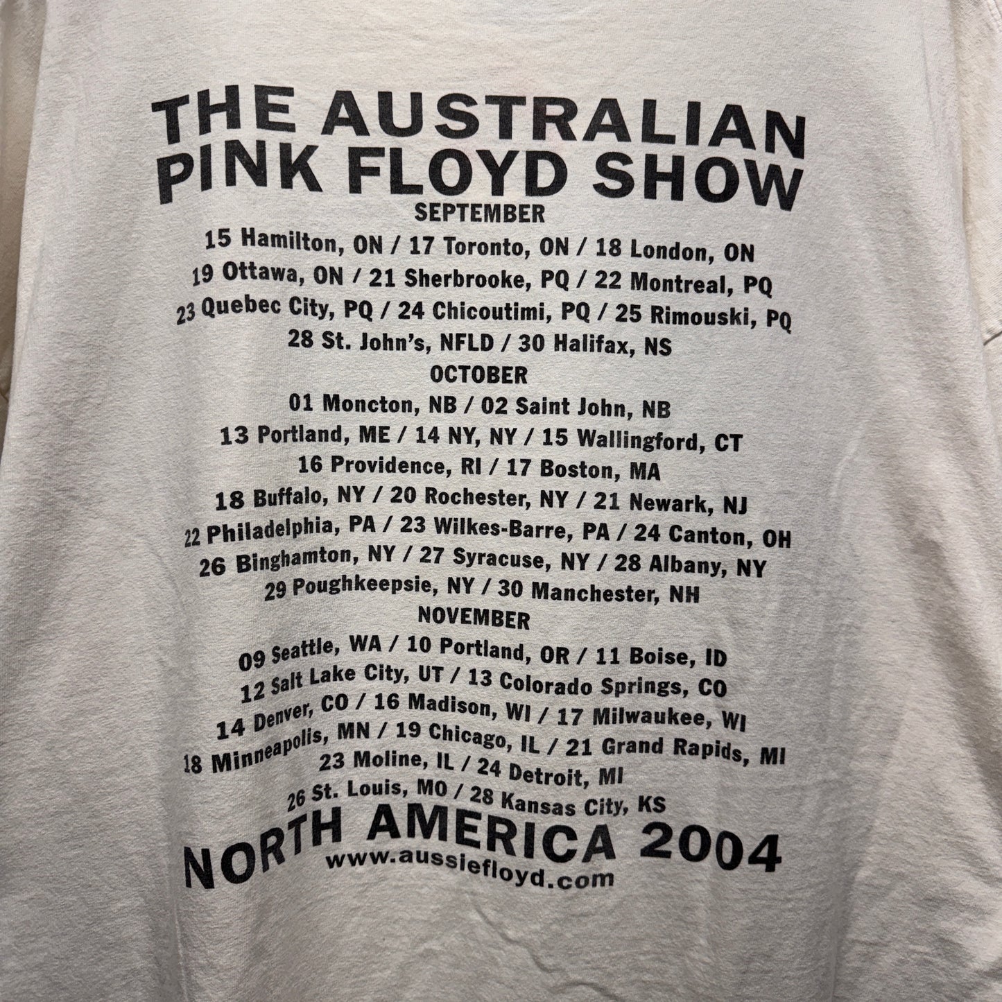Vintage 2004 Pink Floyd Australia Tour Shirt XXXL