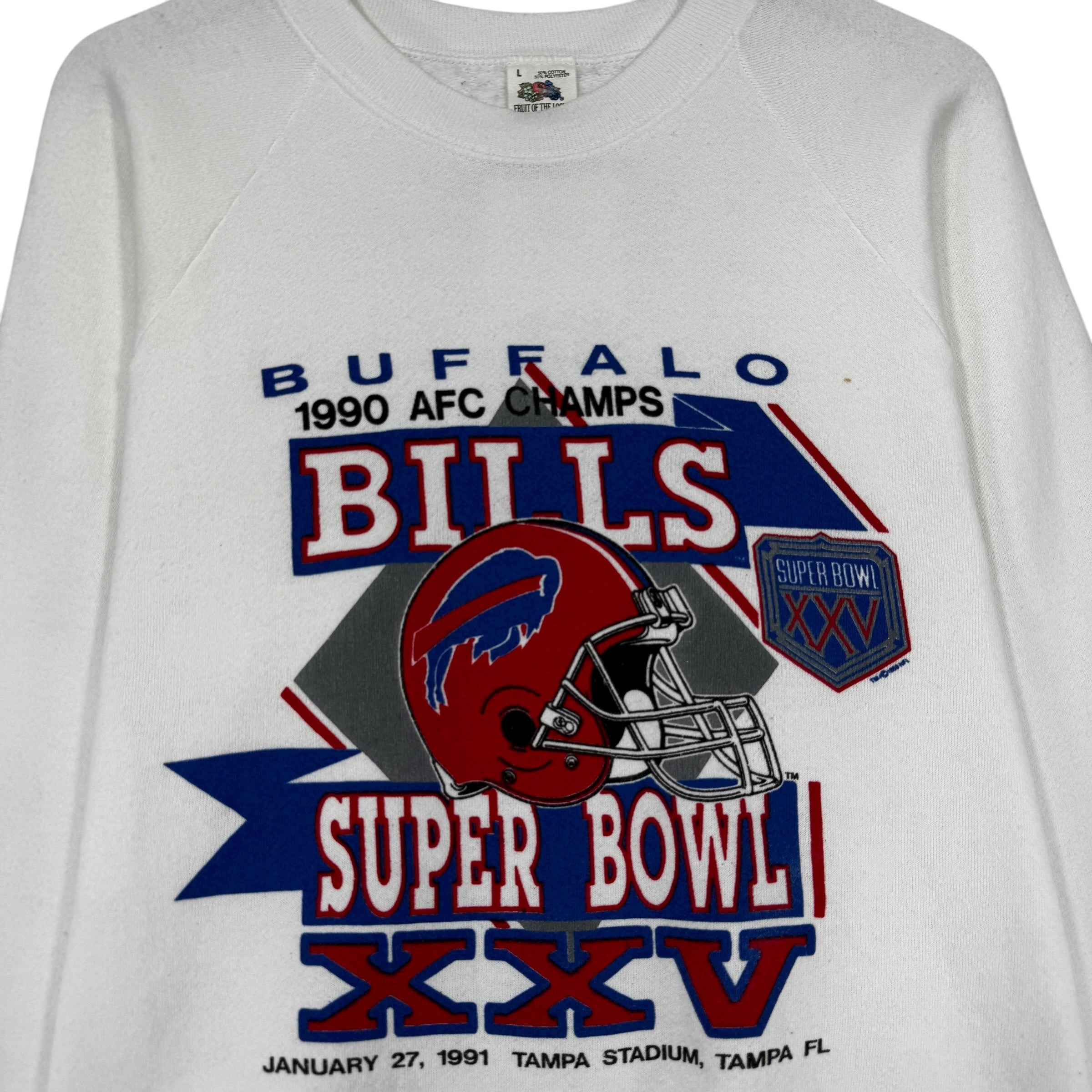 Vintage Buffalo Bills 1990 AFC Champions Crewneck Sweatshirt Medium