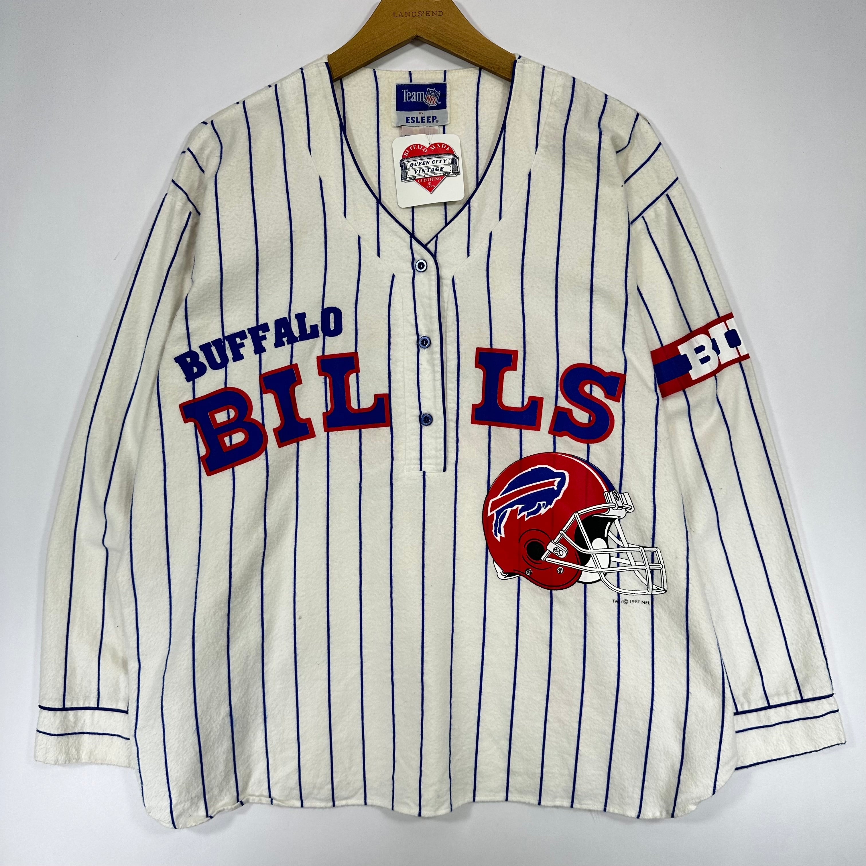 Vintage Buffalo Bills Pin Stripe Sleep Shirt Large