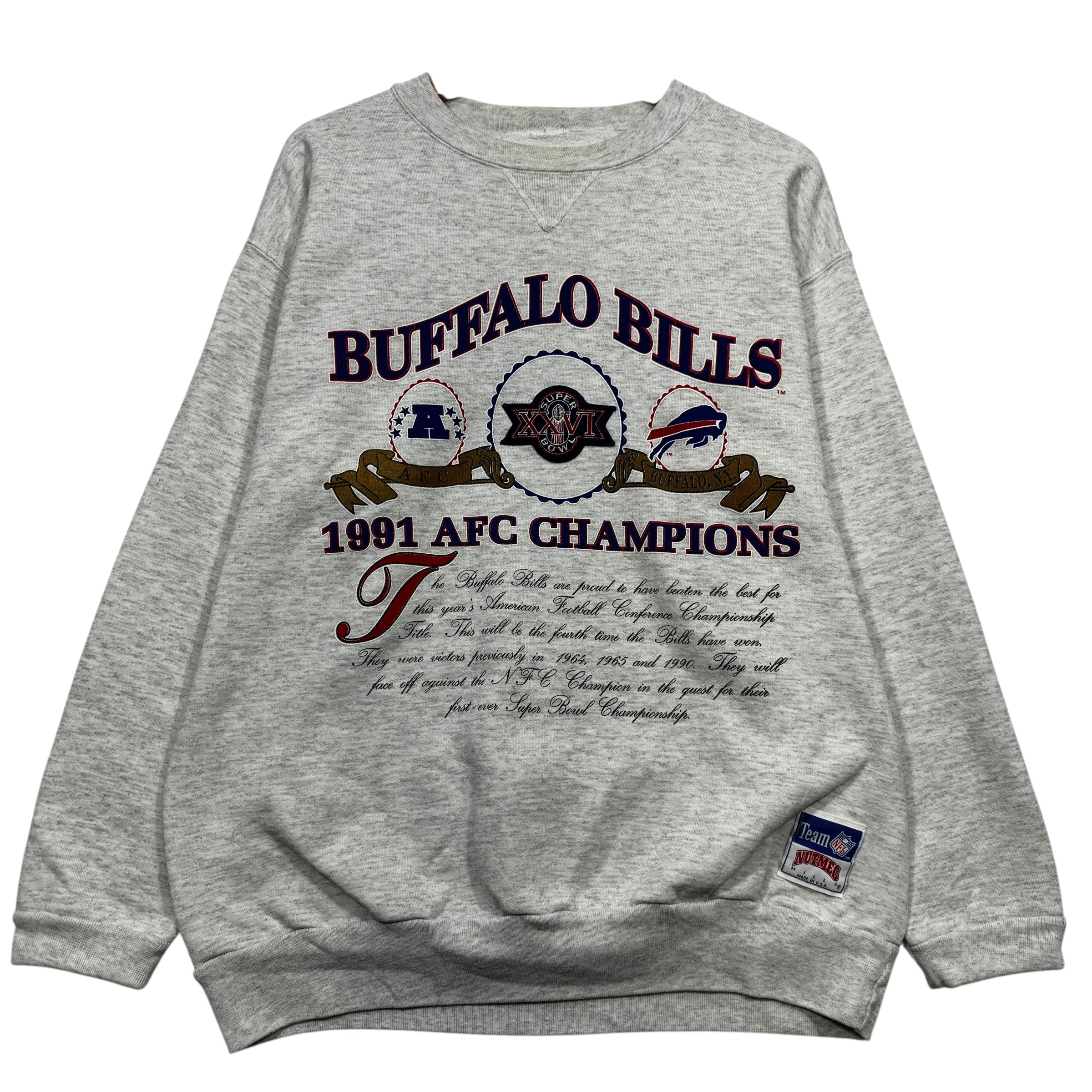 Vintage Buffalo Bills 1991 AFC Champions Crewneck Sweatshirt XL