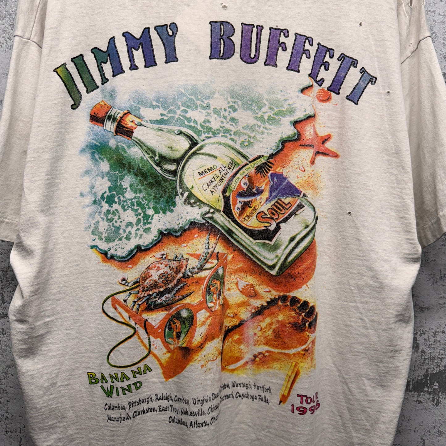 Vintage Jimmy Buffet 1996 Tour Thrashed Shirt XXL