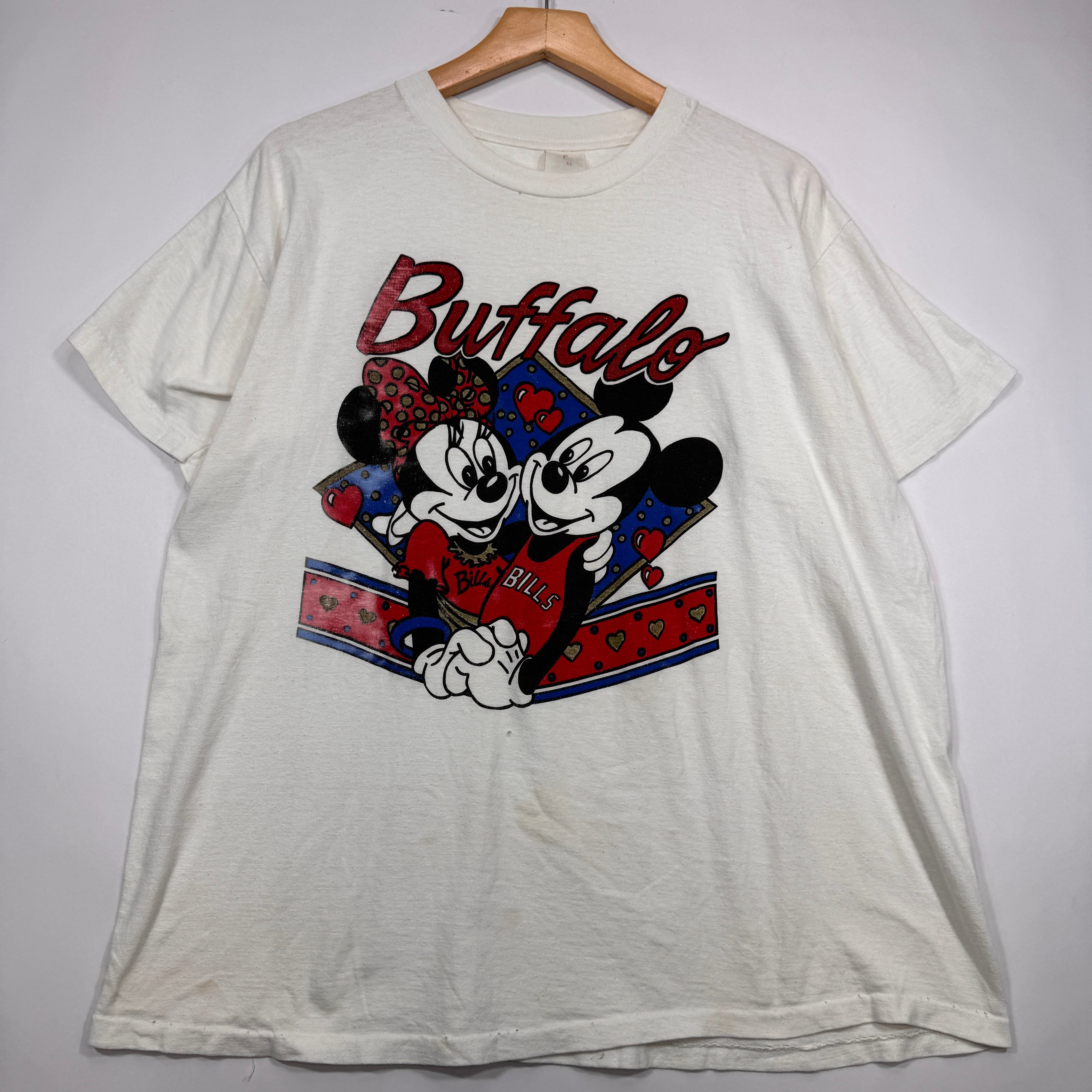 Vintage Buffalo Bills Mickey & Minnie Mouse Cartoon Shirt XL