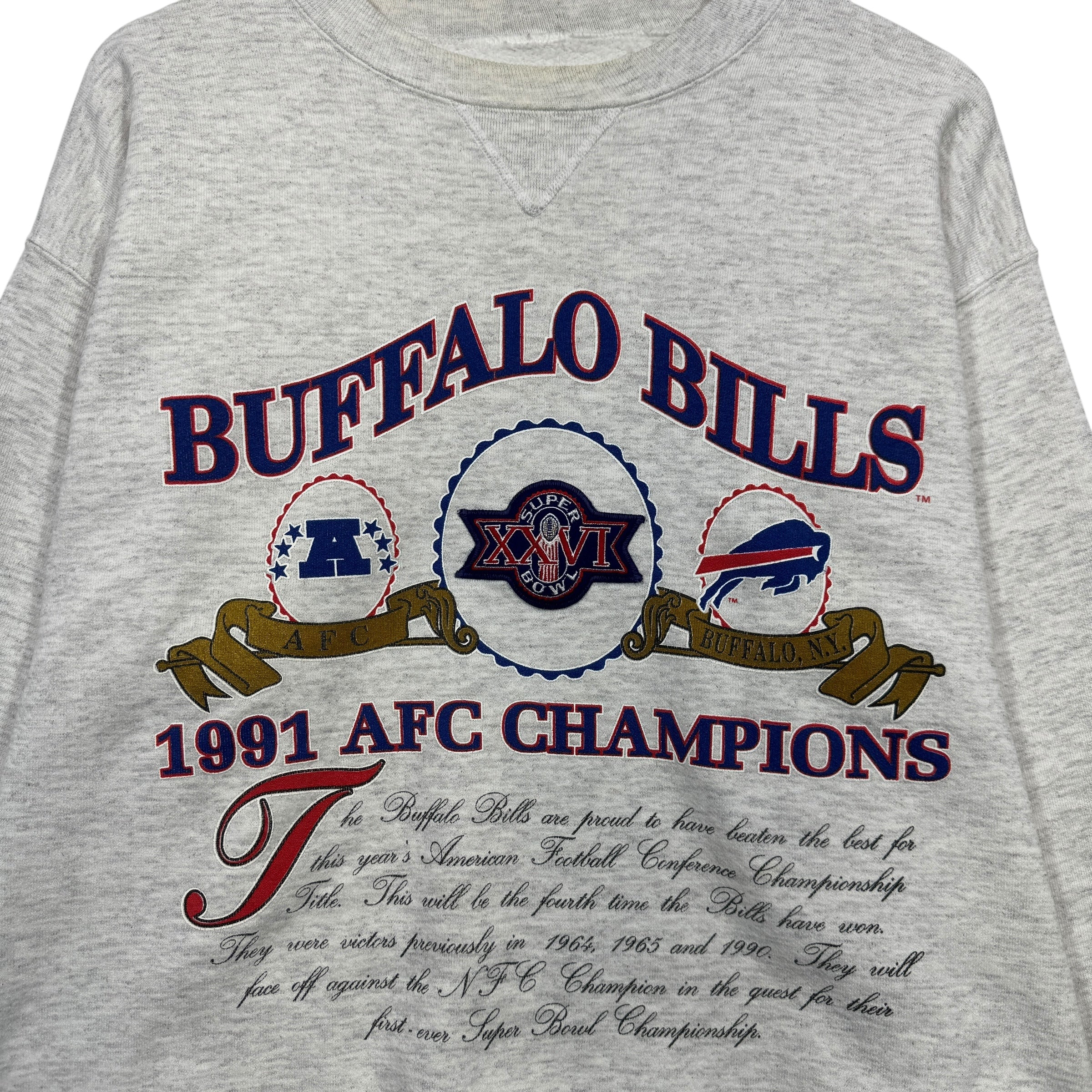Vintage Buffalo Bills 1991 AFC Champions Crewneck Sweatshirt XL