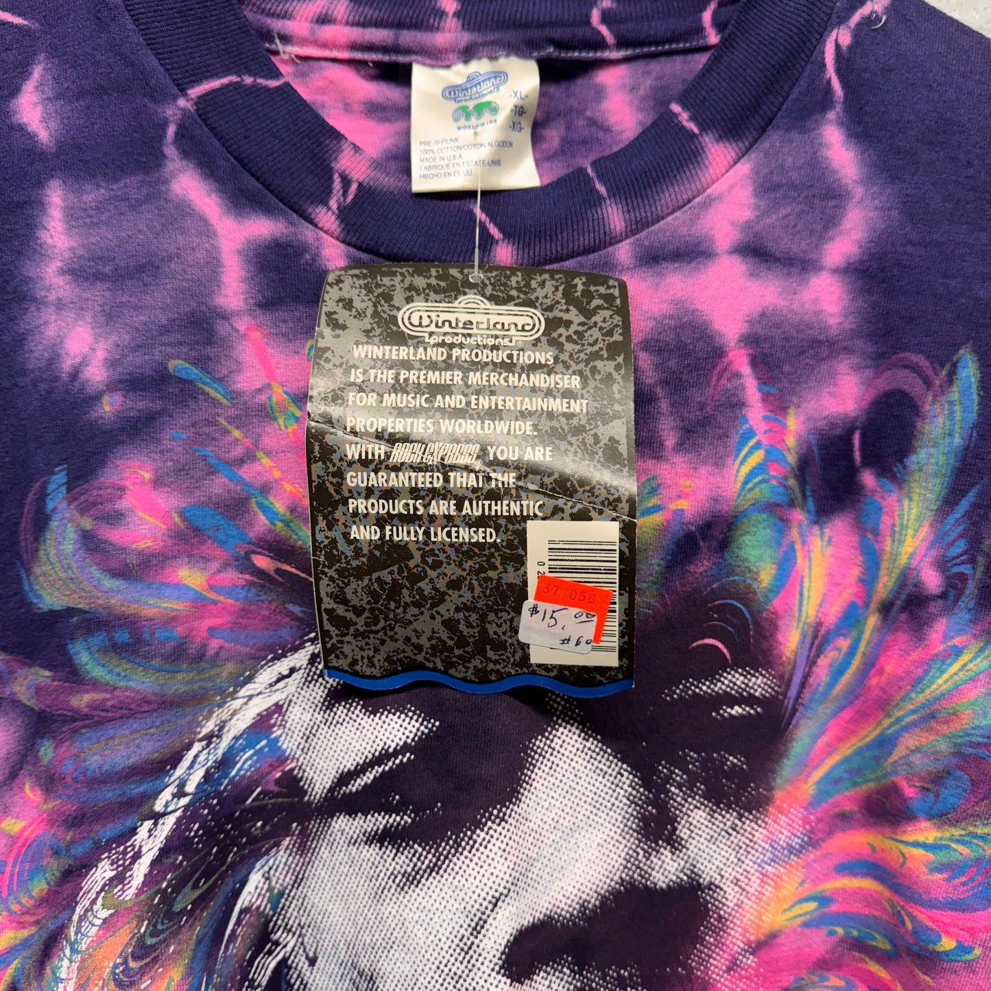 Vintage Deadstock Jimi Hendrix Tie Dye Shirt XL