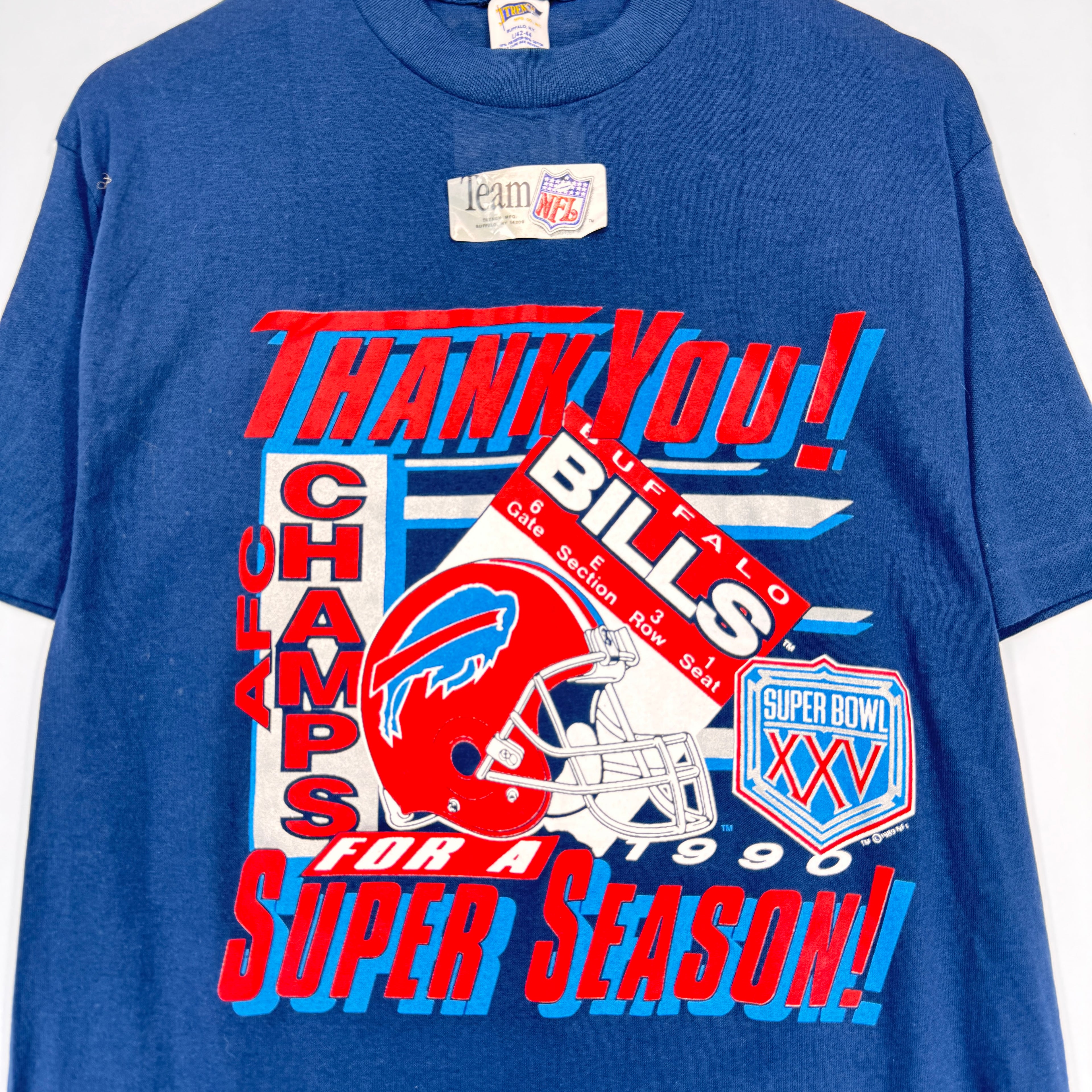 Vintage Buffalo Bills Deadstock 1990 AFC Champions Thank You Shirt Medium
