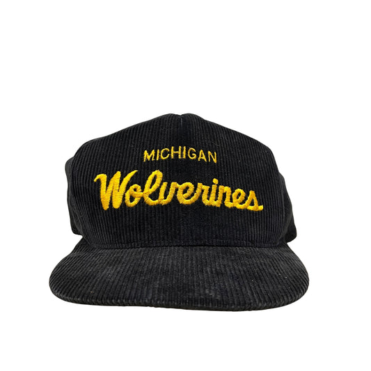 90s Michigan Wolverines Coruroy Script Snapback Hat
