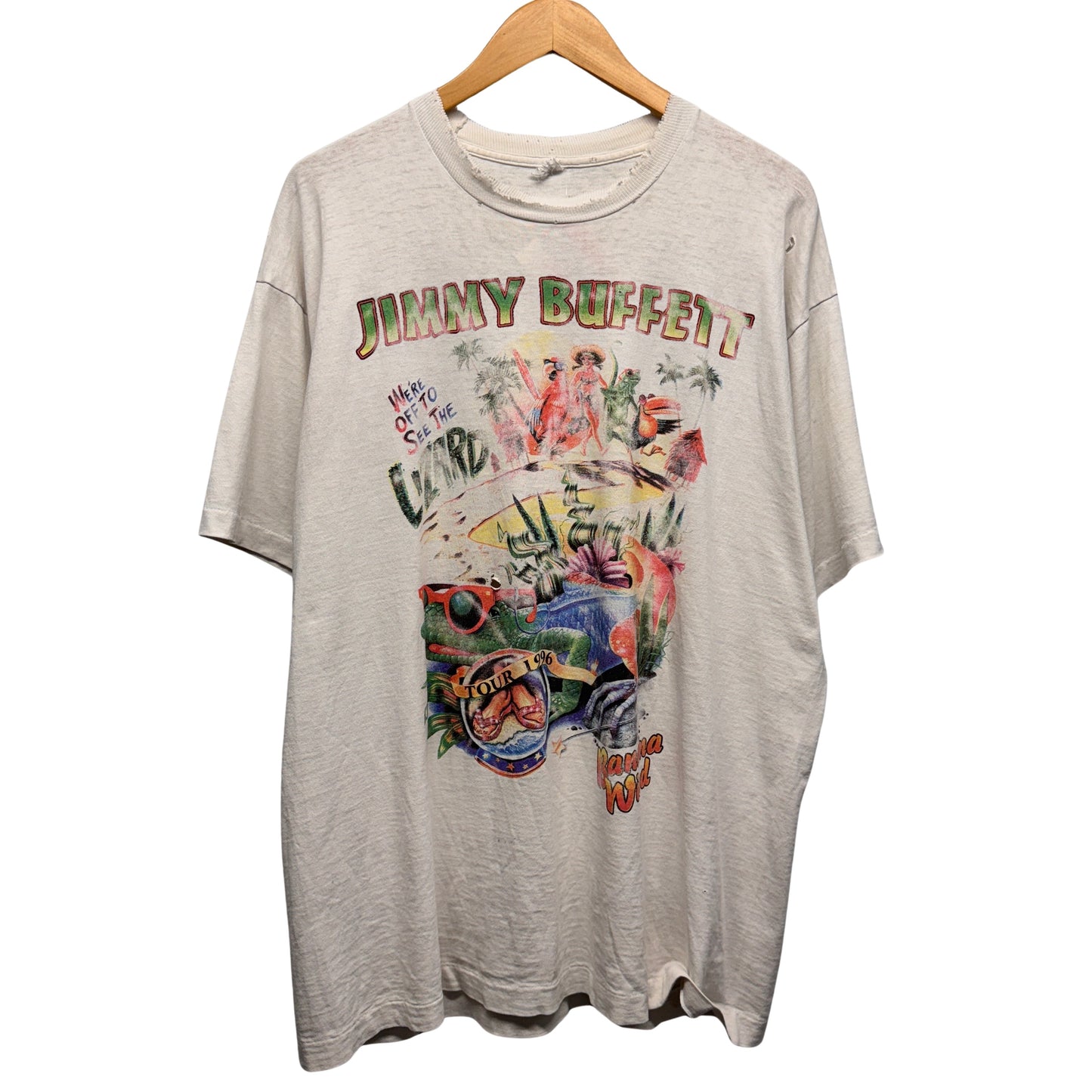 Vintage Jimmy Buffet 1996 Tour Thrashed Shirt XXL