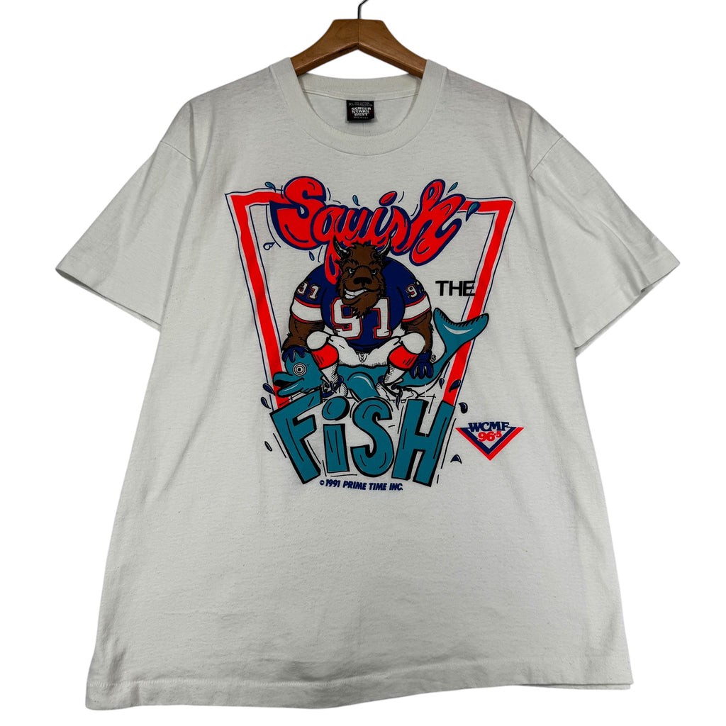 Vintage Buffalo Bills Squish the Fish Cartoon Shirt XL