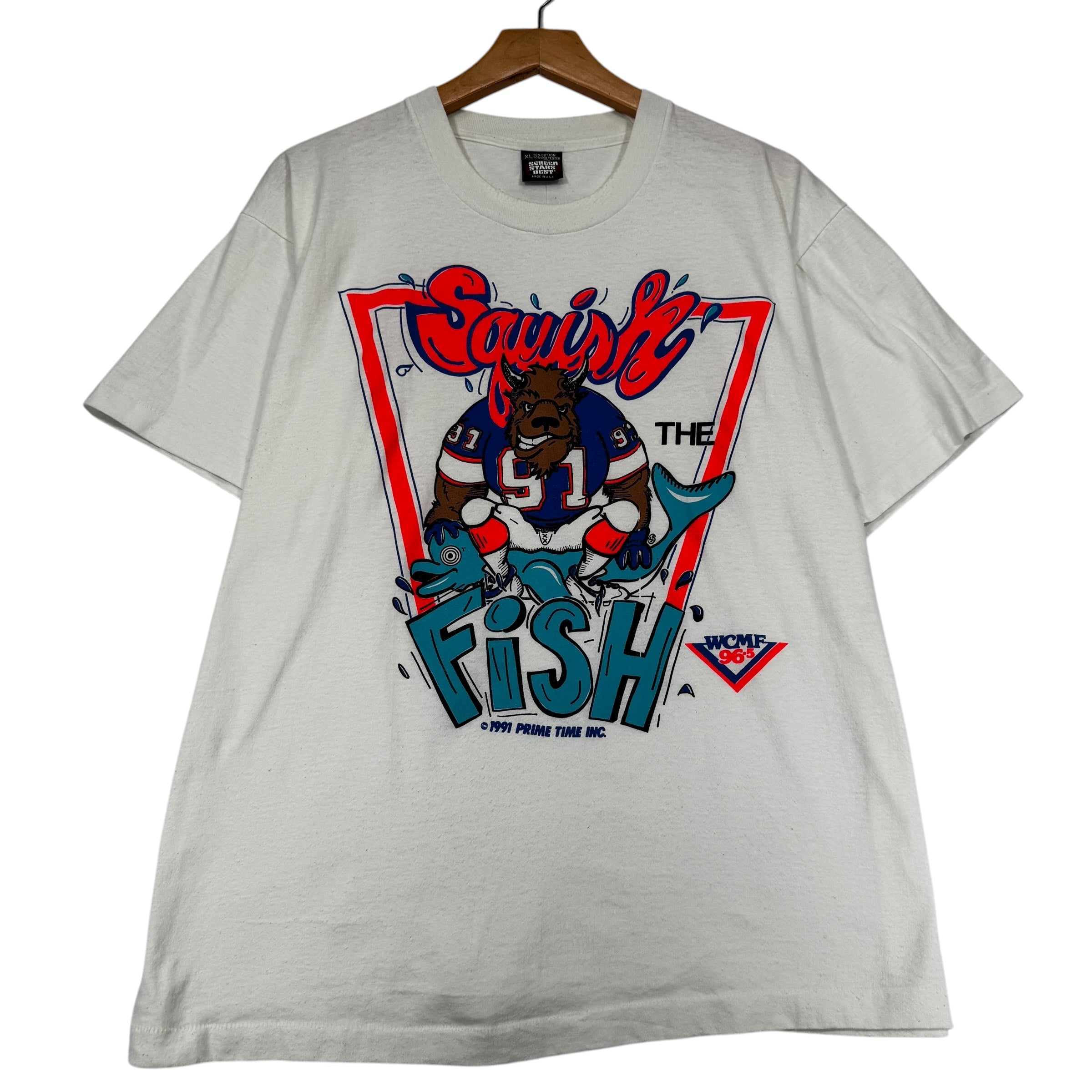 Vintage Buffalo Bills Squish the Fish Cartoon Shirt XL