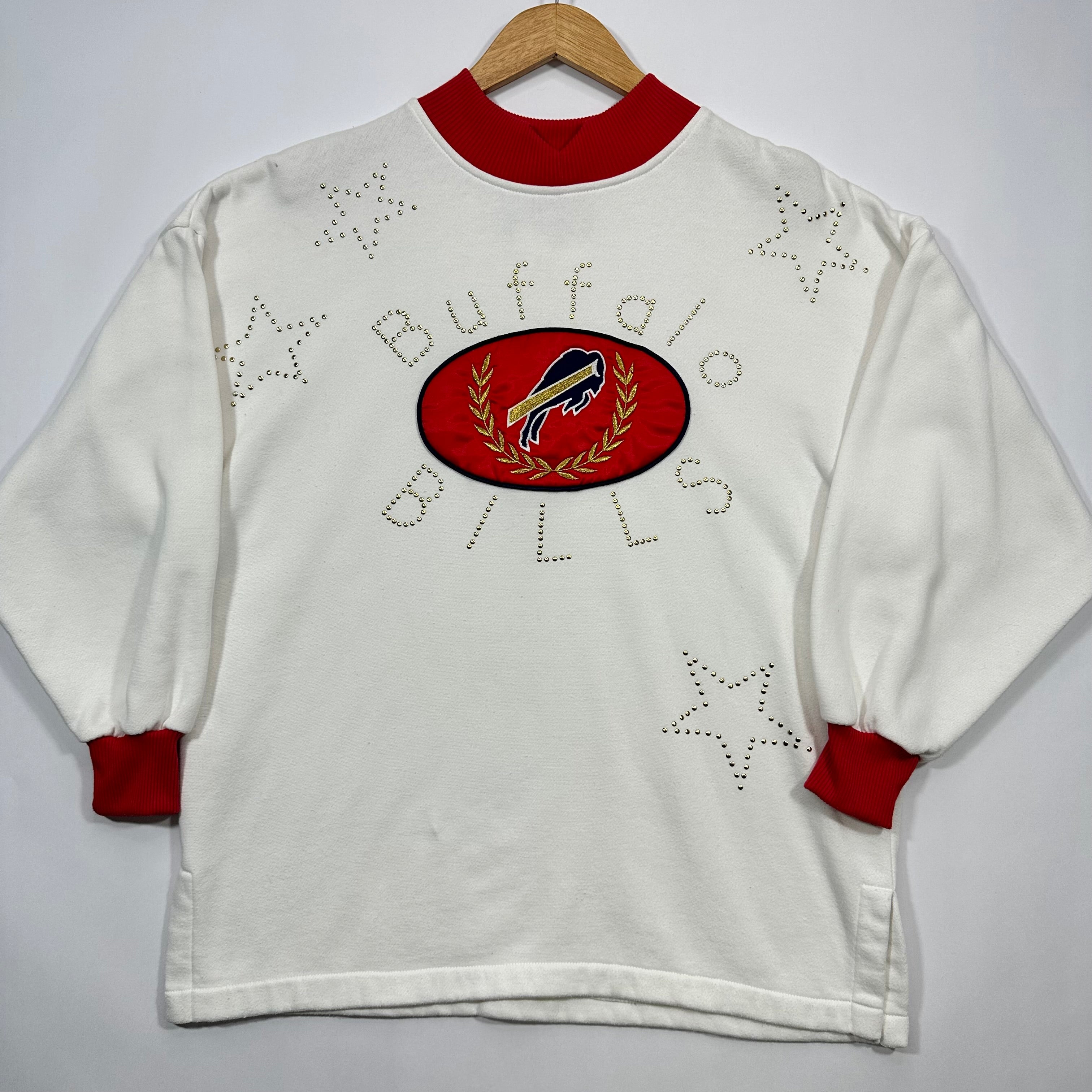 Vintage Buffalo Bills Cliff Engle Star Bedazzled Crewneck Sweatshirt Large