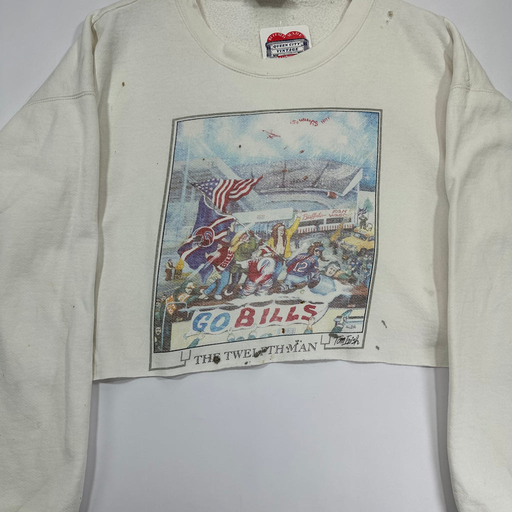 Vintage Buffalo Bills 12th Man Cropped Crewneck Sweatshirt XL