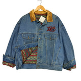 Vintage Buffalo Bills Aztec Lined Denim Jacket Large