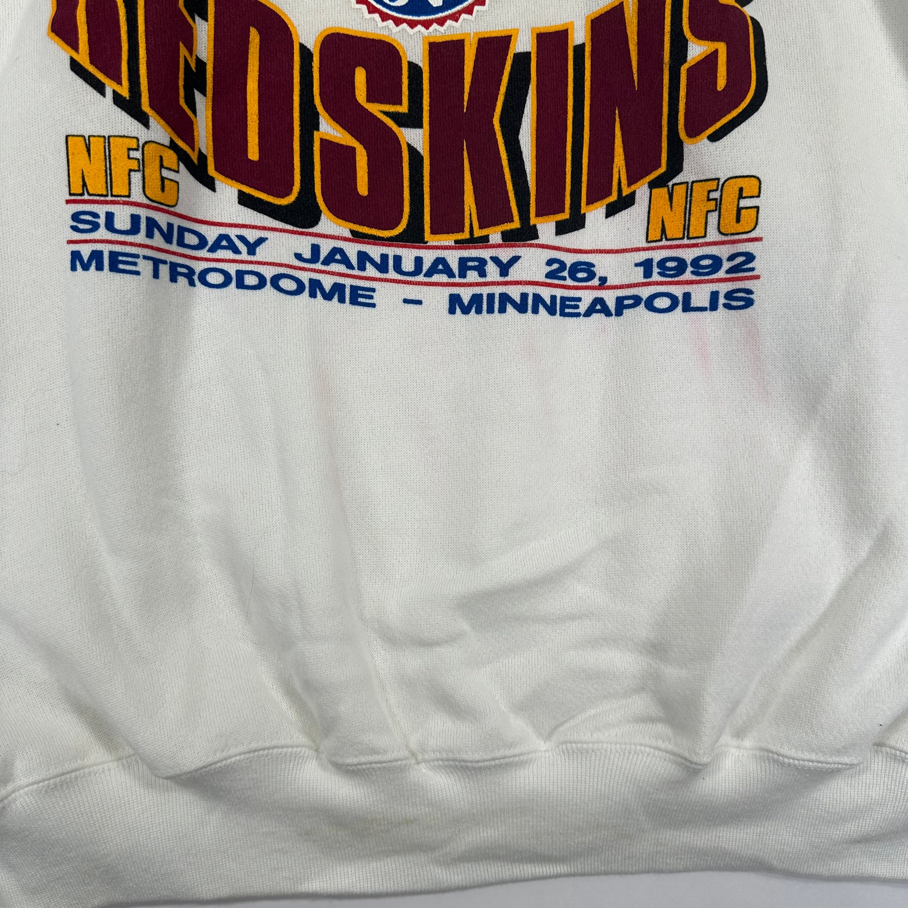 Vintage Buffalo Bills Washington Redskins 1992 Super Bowl Crewneck Sweatshirt XL