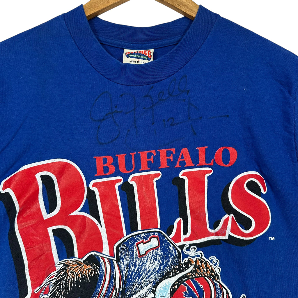 Vintage Buffalo Bills Jack Davis Signed Jim Kelly Shirt Large