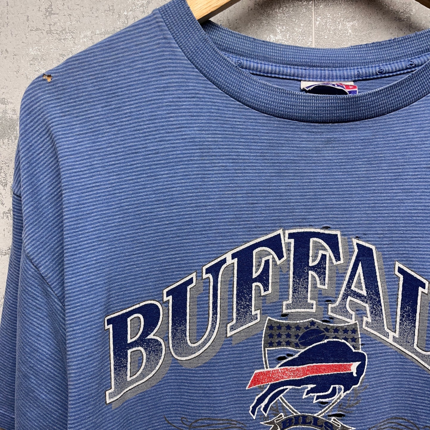 Vintage Buffalo Bills Thrashed Striped Shirt XL