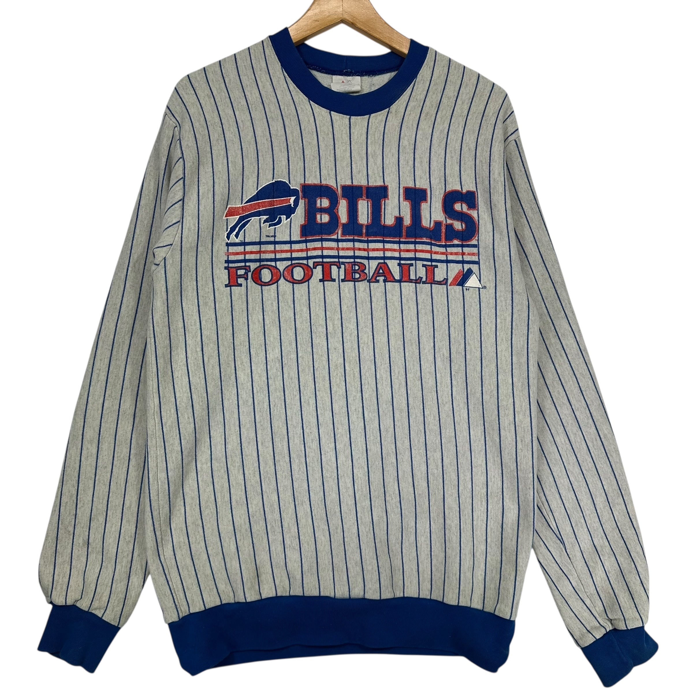 Vintage Buffalo Bills Pinstripe Crewneck Sweatshirt Large