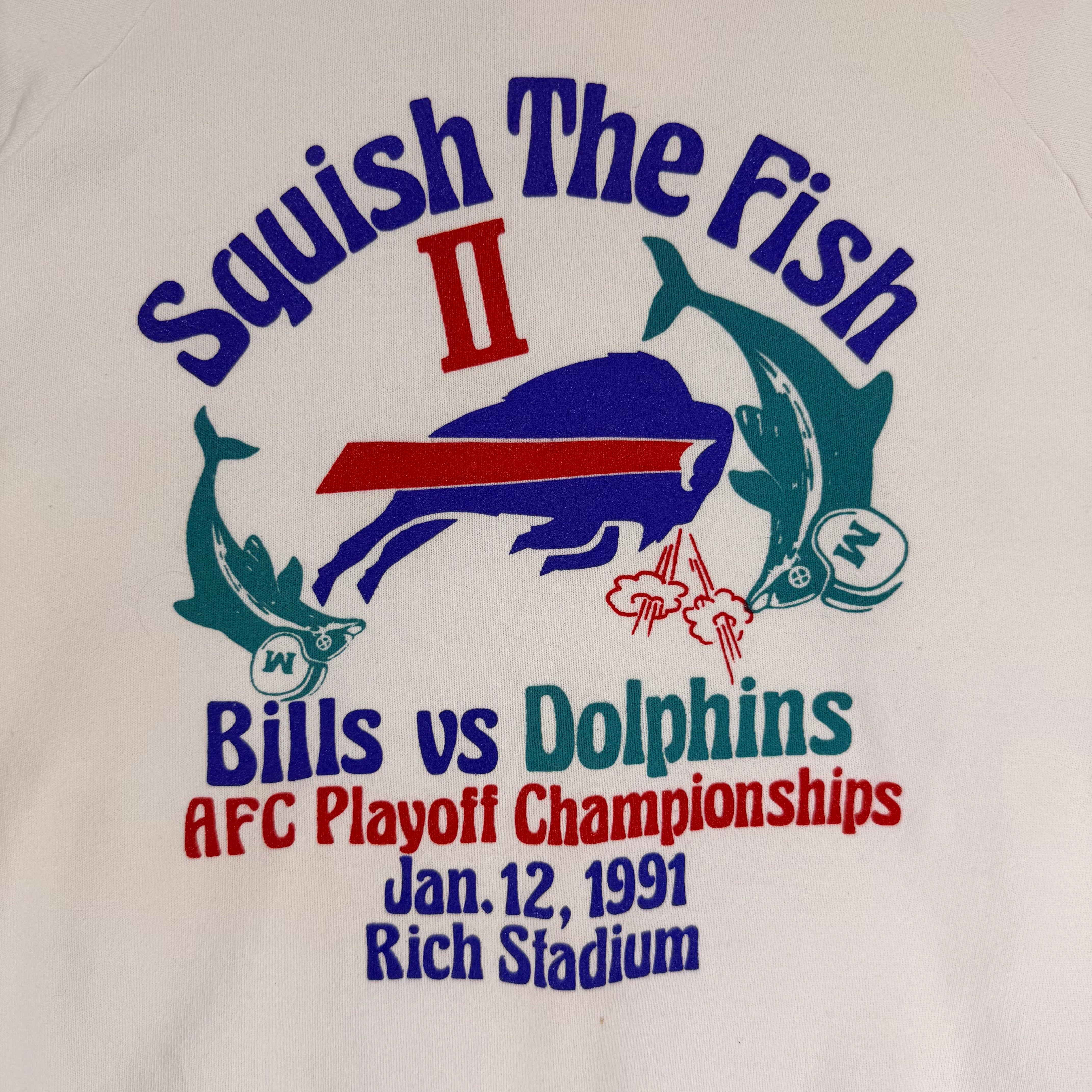 Vintage Buffalo Bills 1991 Squish The Fish Crewneck Sweatshirt XL