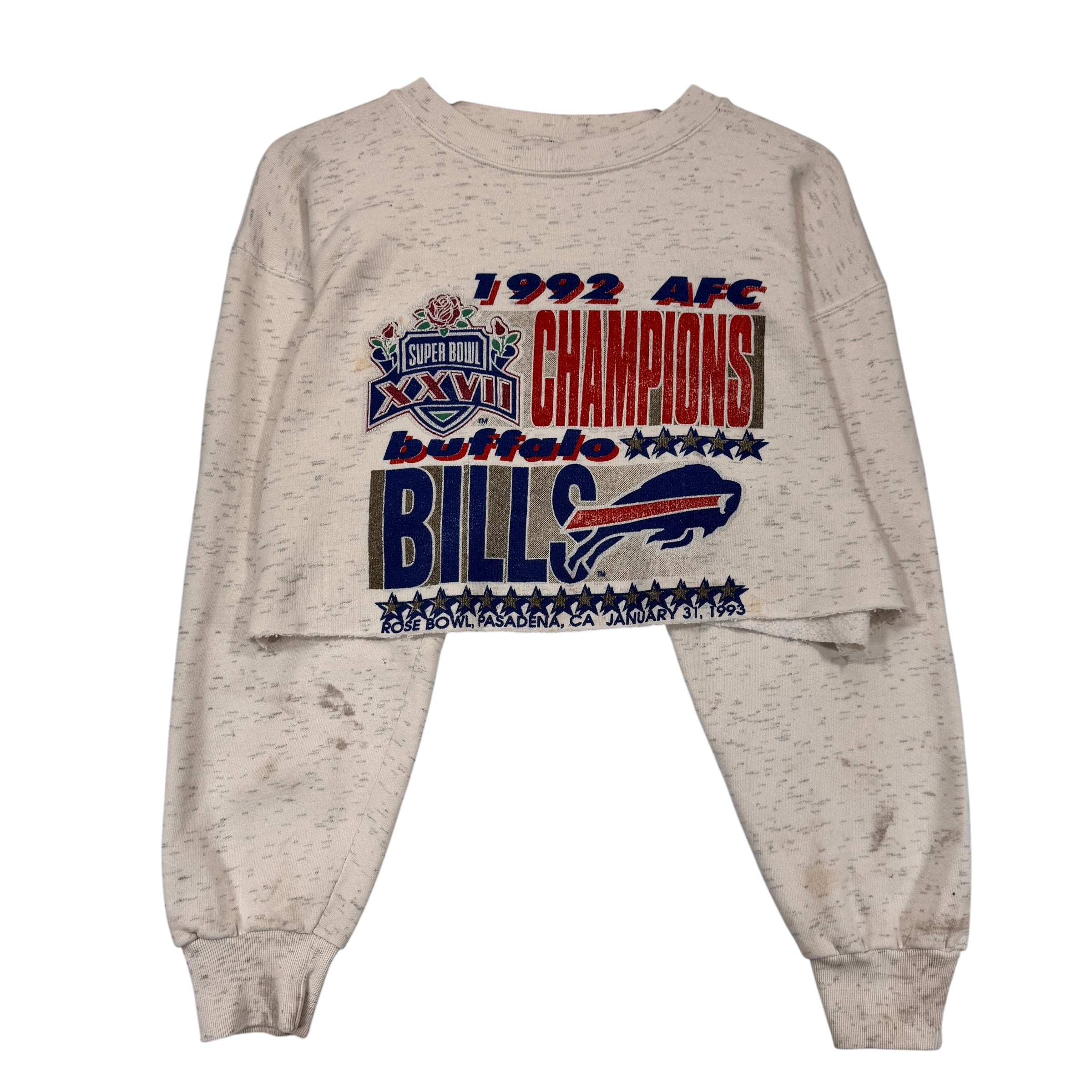 Vintage Buffalo Bills 1992 AFC Champions Cropped Crewneck Sweatshirt Large