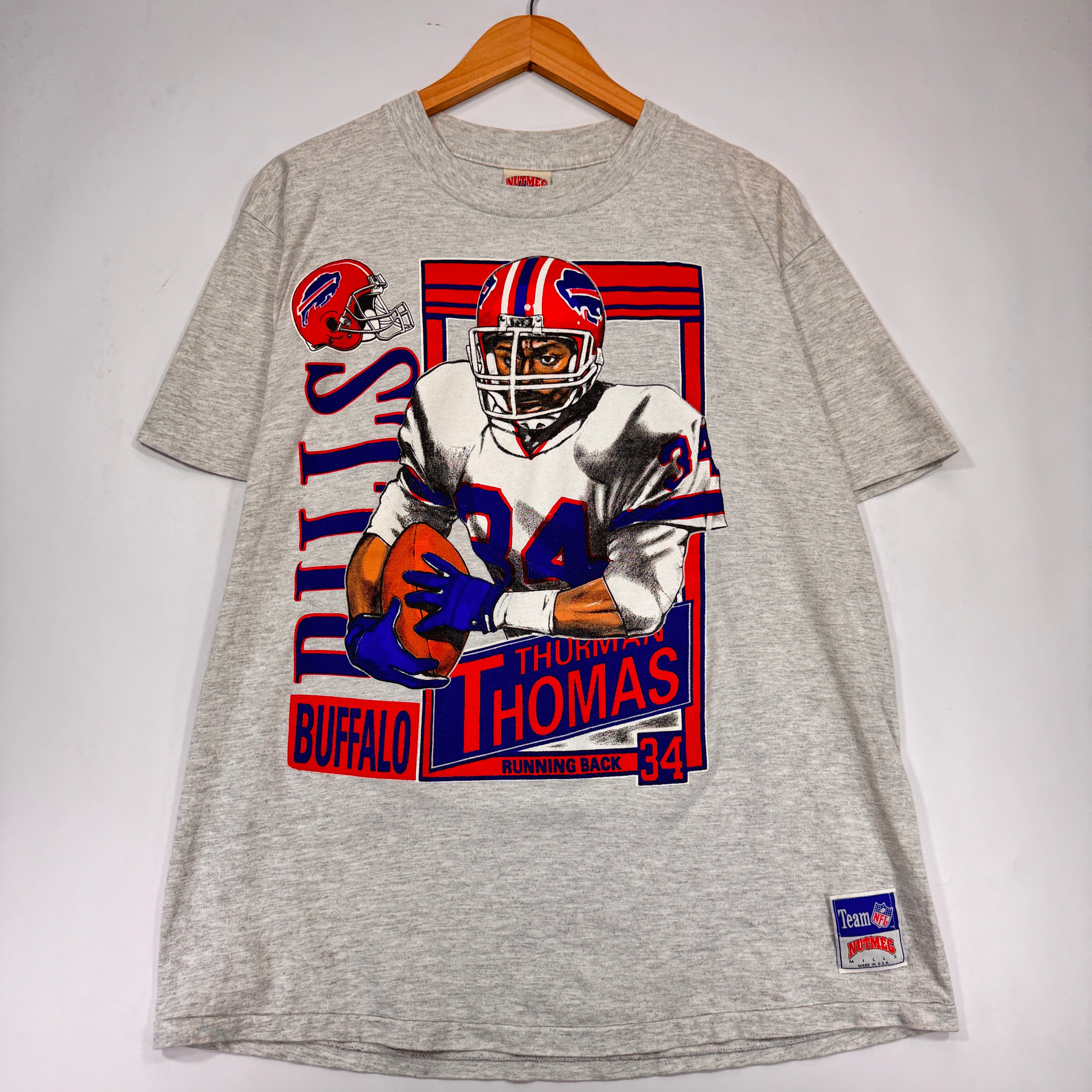 Vintage Buffalo Bills Thurman Thomas Stats Double Sided Shirt Large