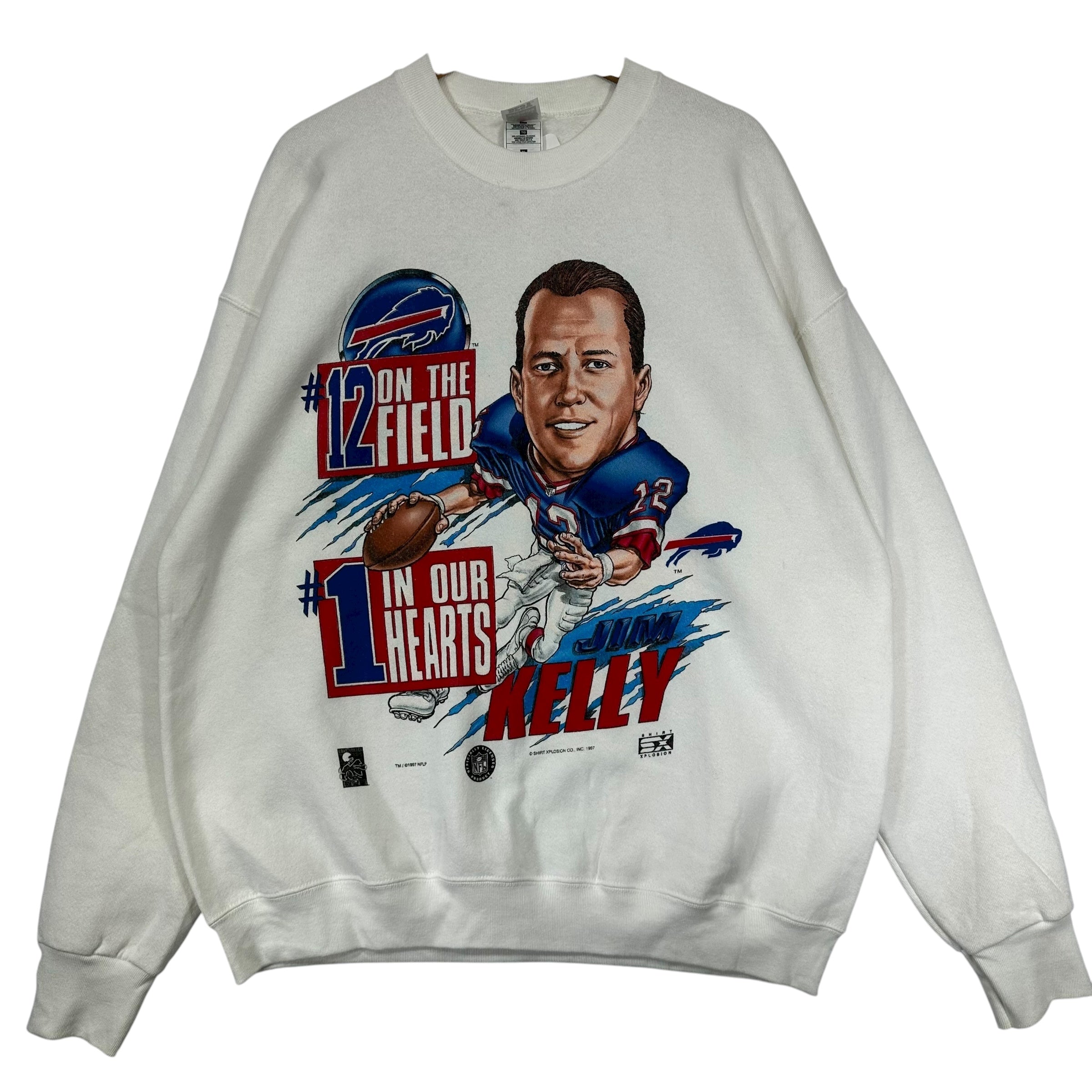 Vintage Buffalo Bills Jim Kelly Caricature Crewneck Sweatshirt XL