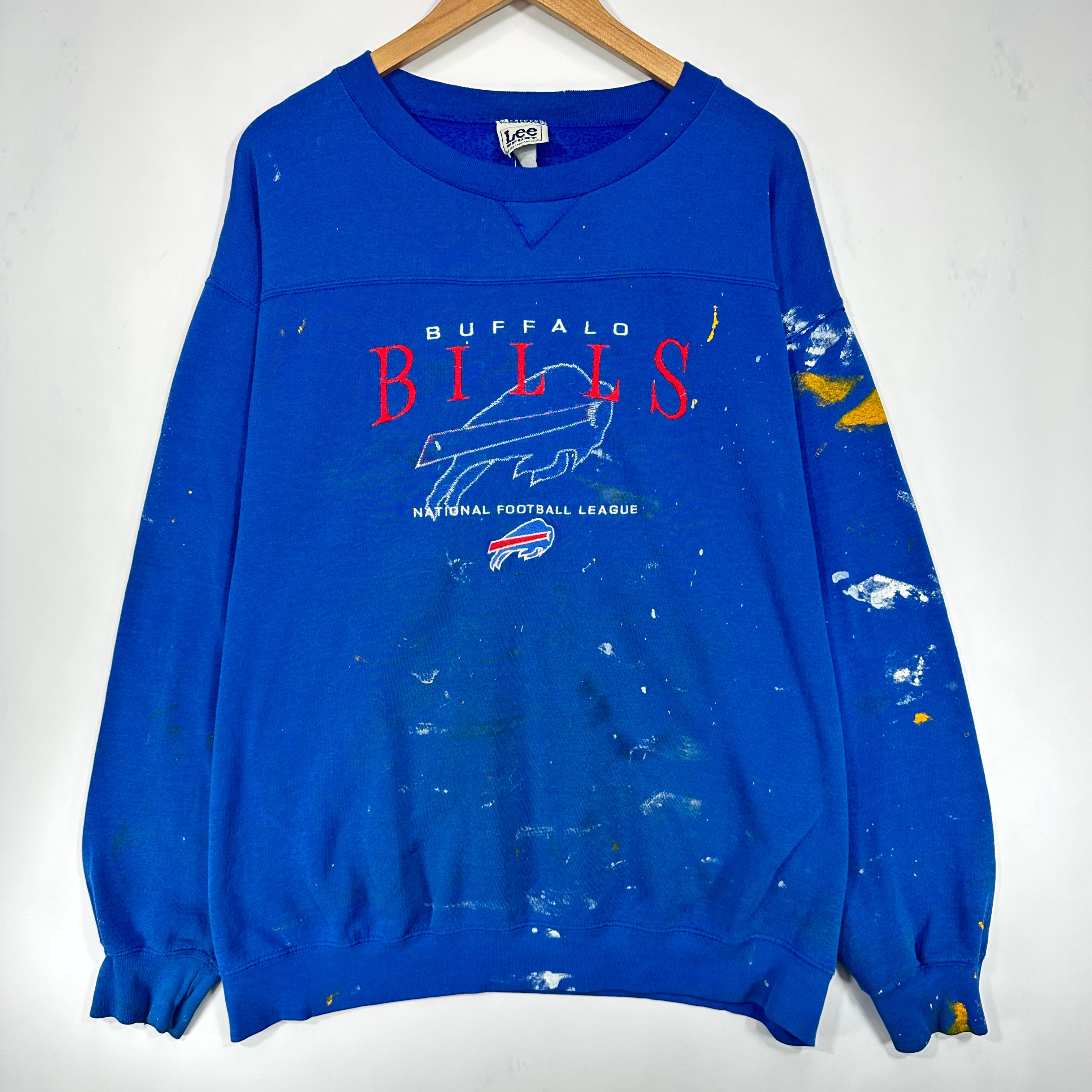 Vintage Buffalo Bills Paint Splatter Crewneck Sweatshirt XL