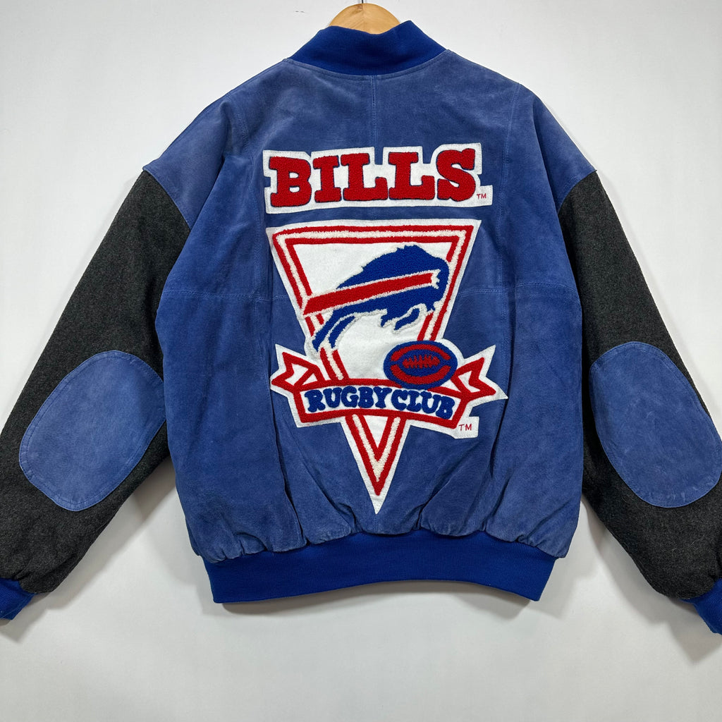 Vintage Buffalo Bills Leather Wool Bomber Jacket Medium