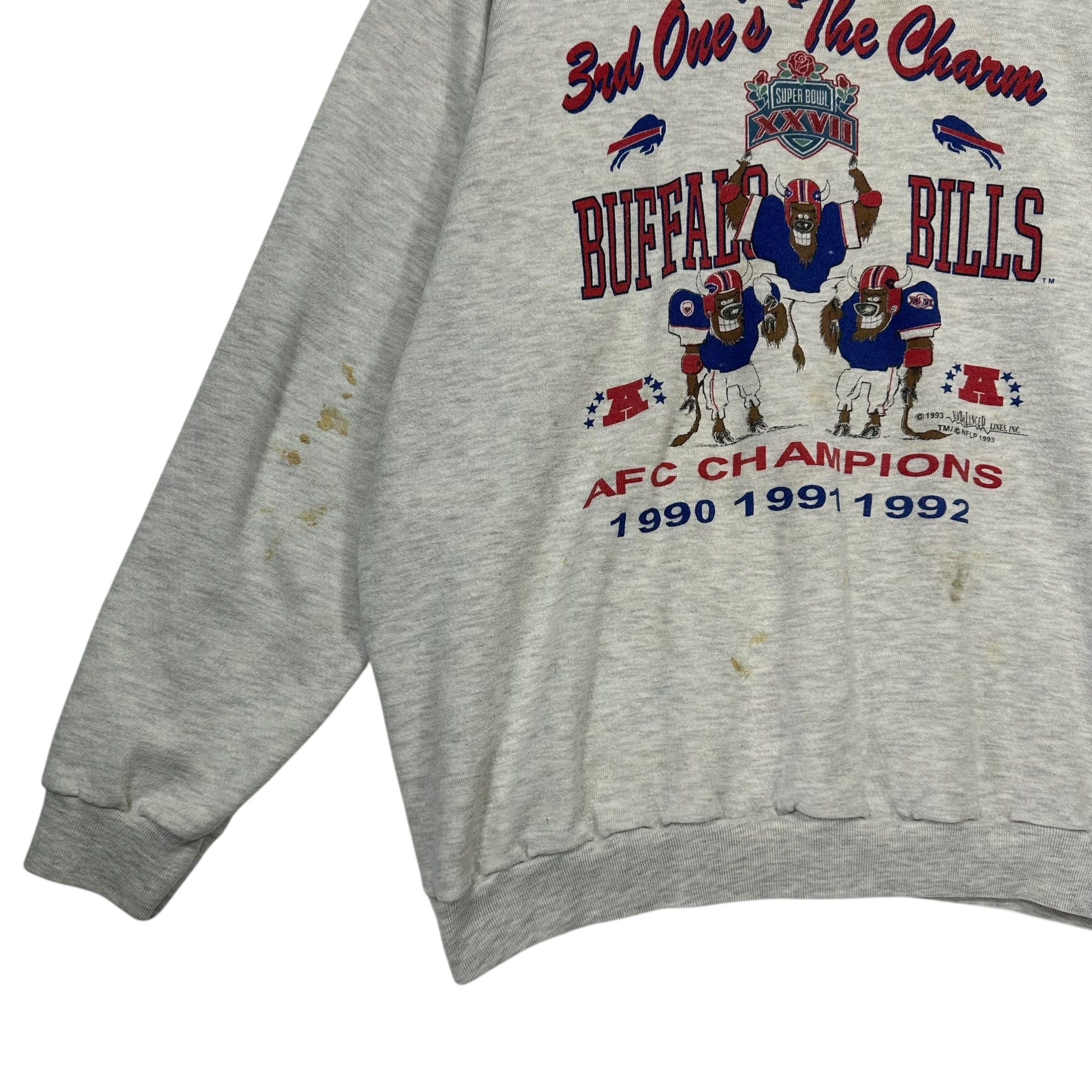 Vintage Buffalo Bills Thrashed 1992 AFC Champs Crewneck Sweatshirt XL
