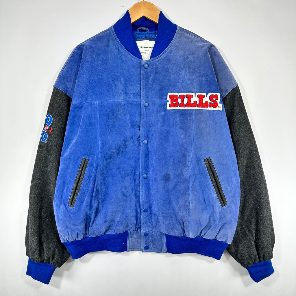 Vintage Buffalo Bills Leather Wool Bomber Jacket Large