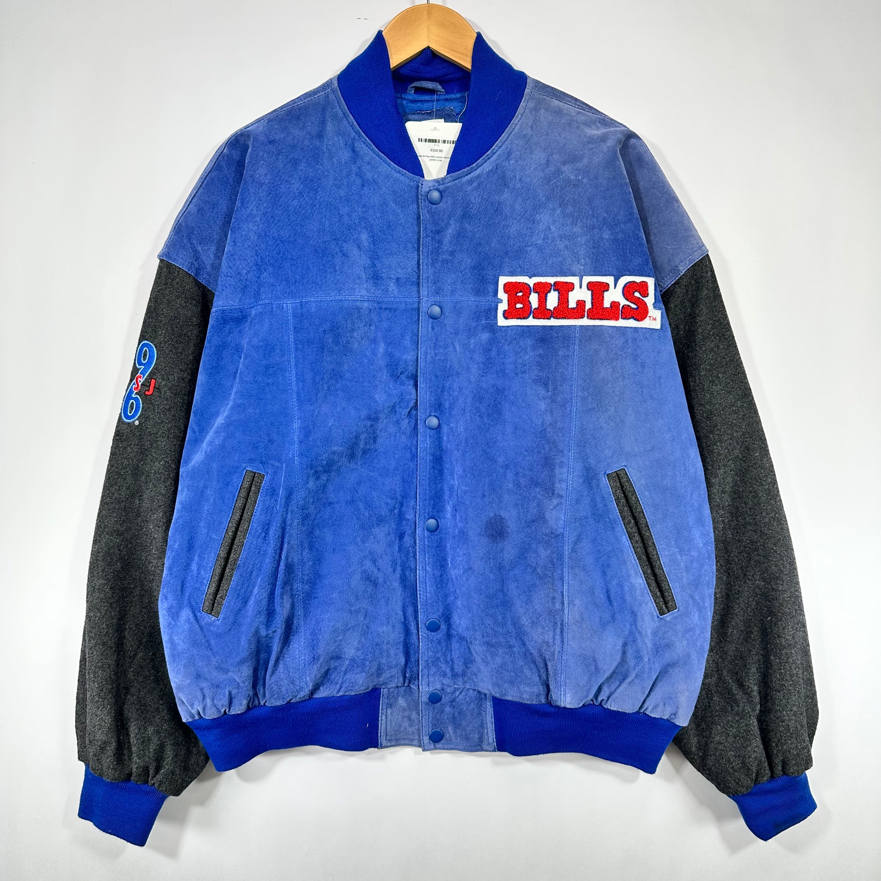 Vintage Buffalo Bills Leather Wool Bomber Jacket Large