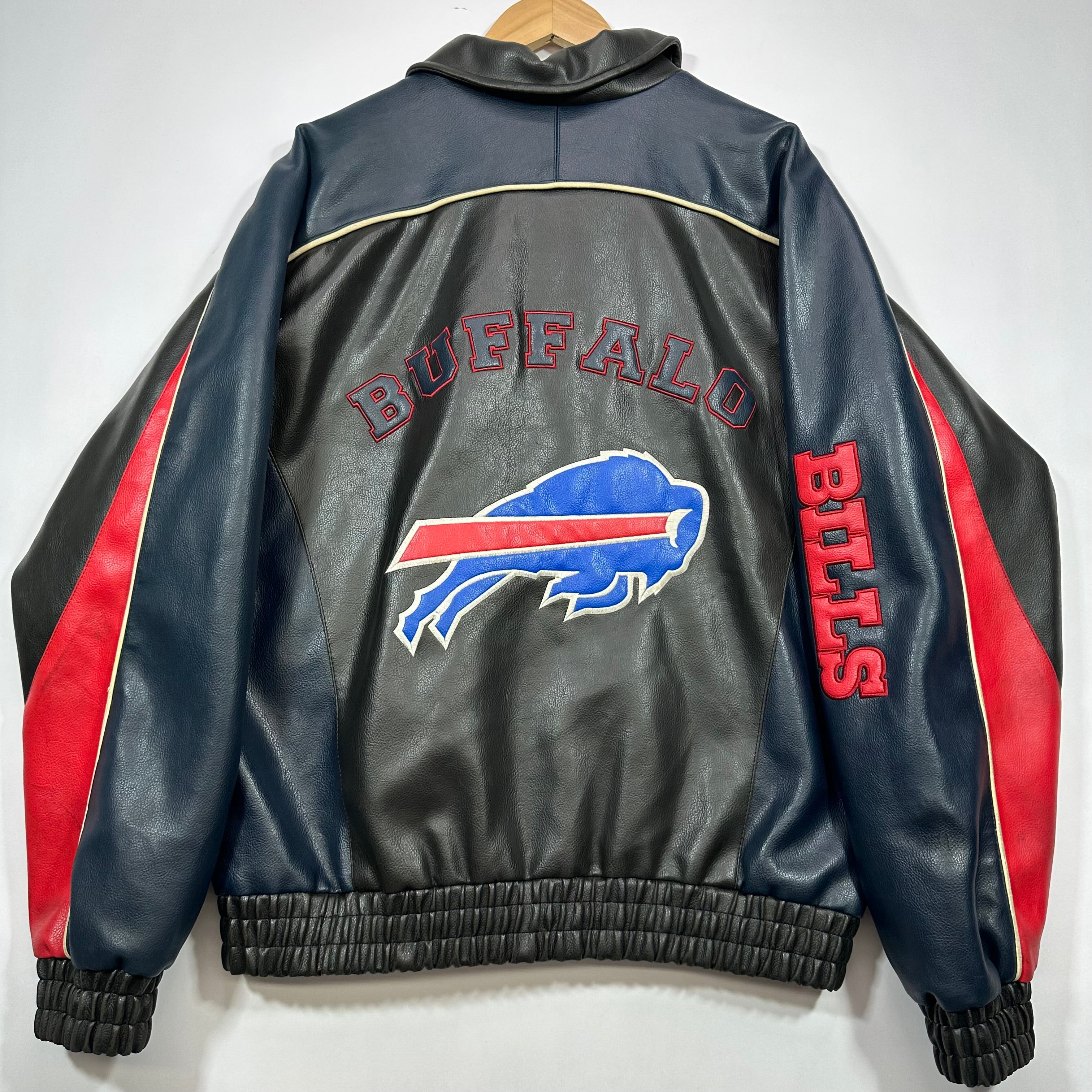 Vintage Buffalo Bills Vegan Leather Bomber Jacket Large