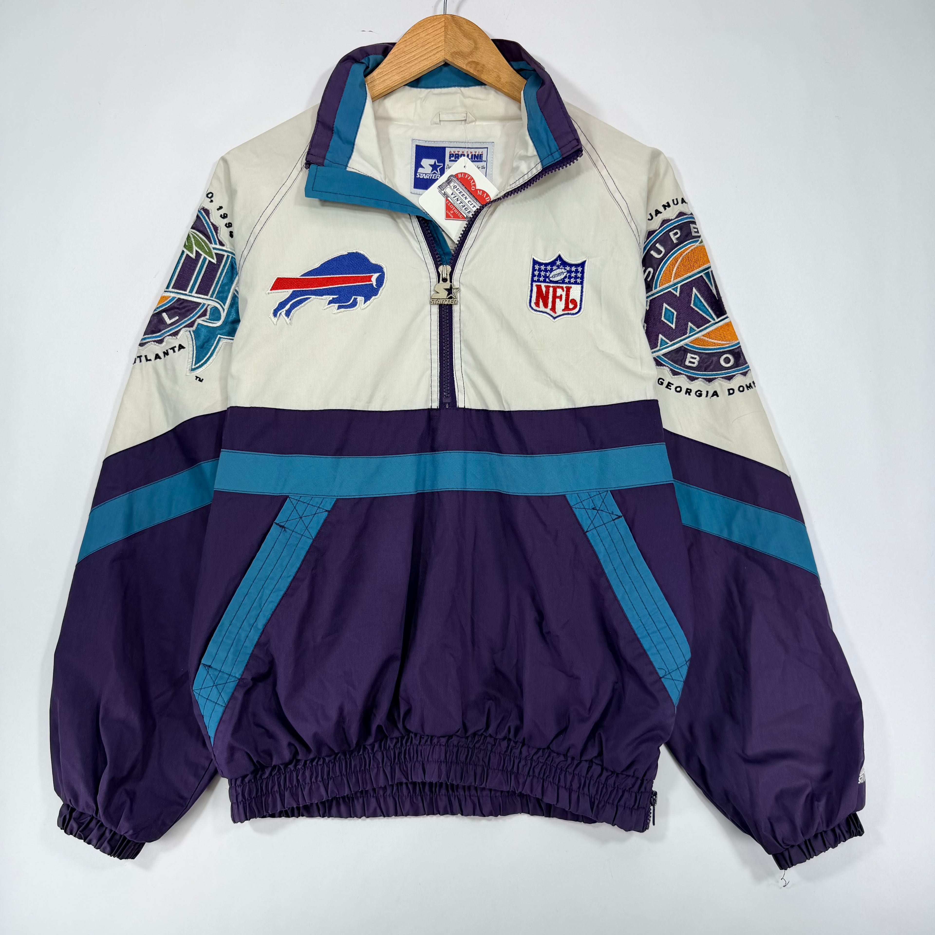 Vintage Buffalo Bills Starter Pullover Windbreaker Jacket Small