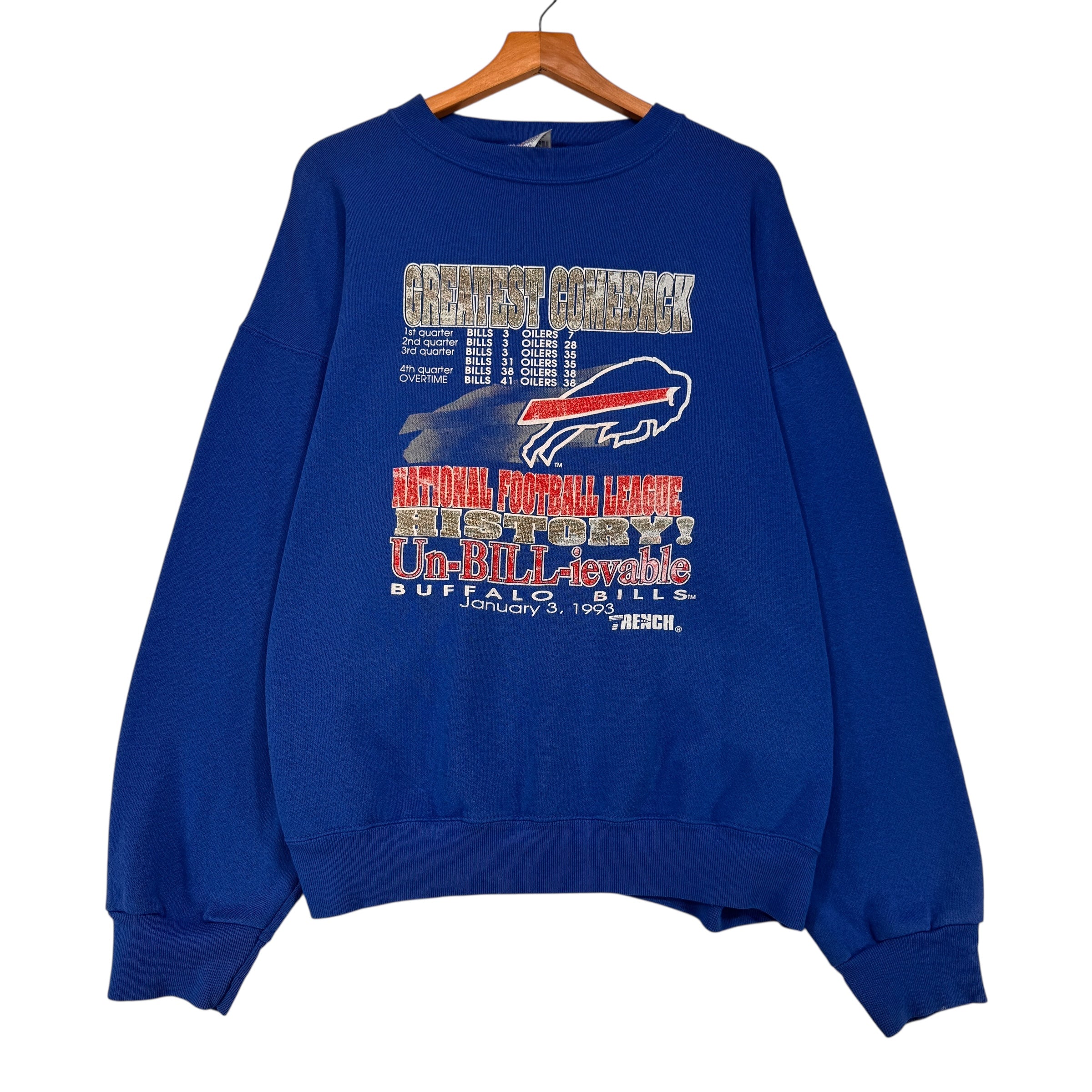 Vintage Buffalo Bills 1993 Un-Bill-ievable Comeback Crewneck Sweatshirt XL
