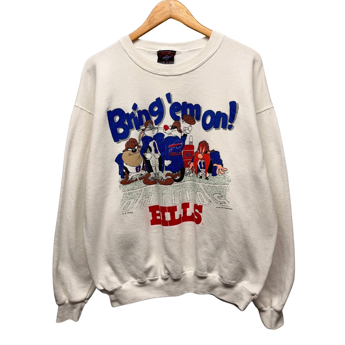 Vintage Buffalo Bills Looney Tunes Cartoon Crewneck Sweatshirt Large