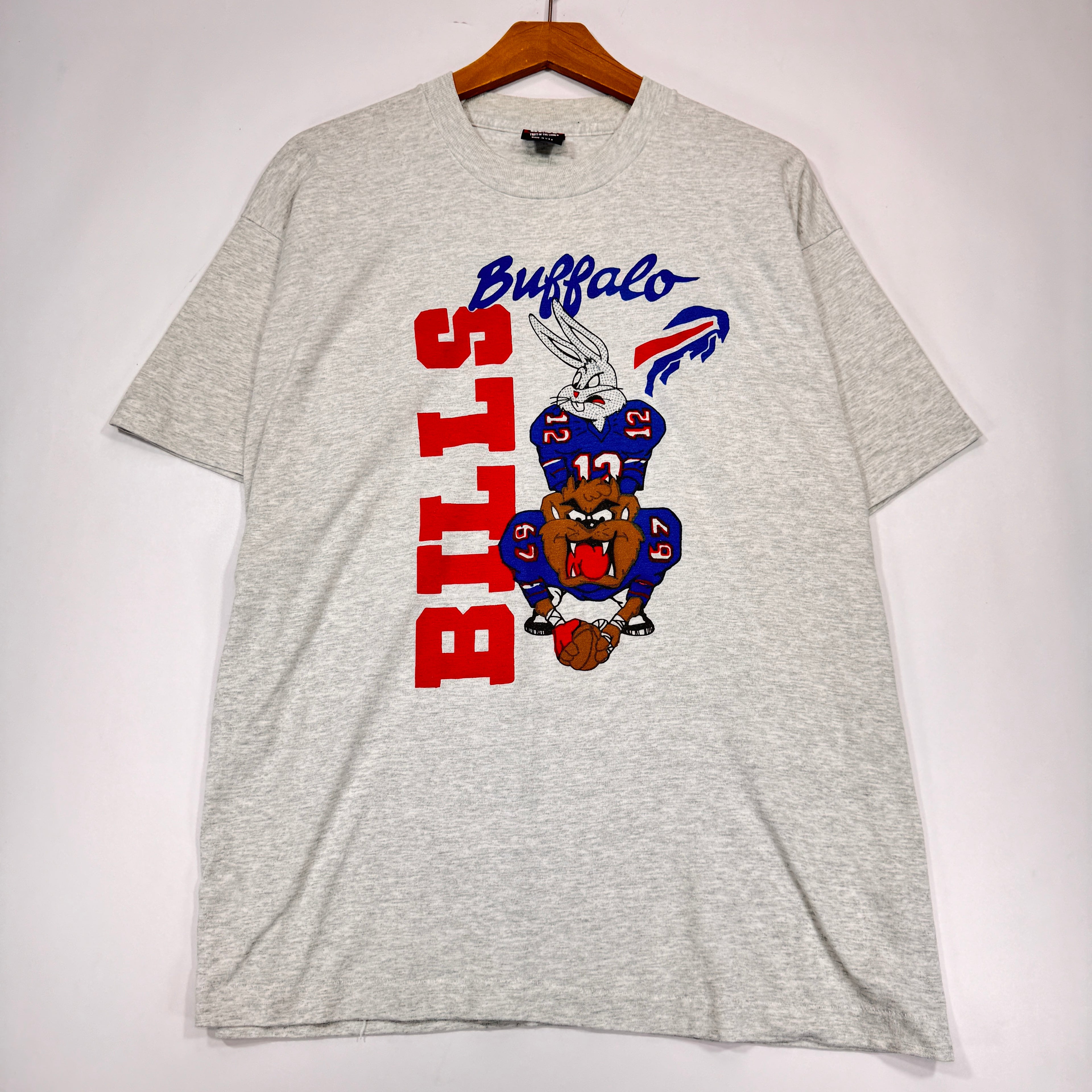 Vintage Buffalo Bills Taz & Bugs Bunny Looney Tunes Cartoon Shirt XL