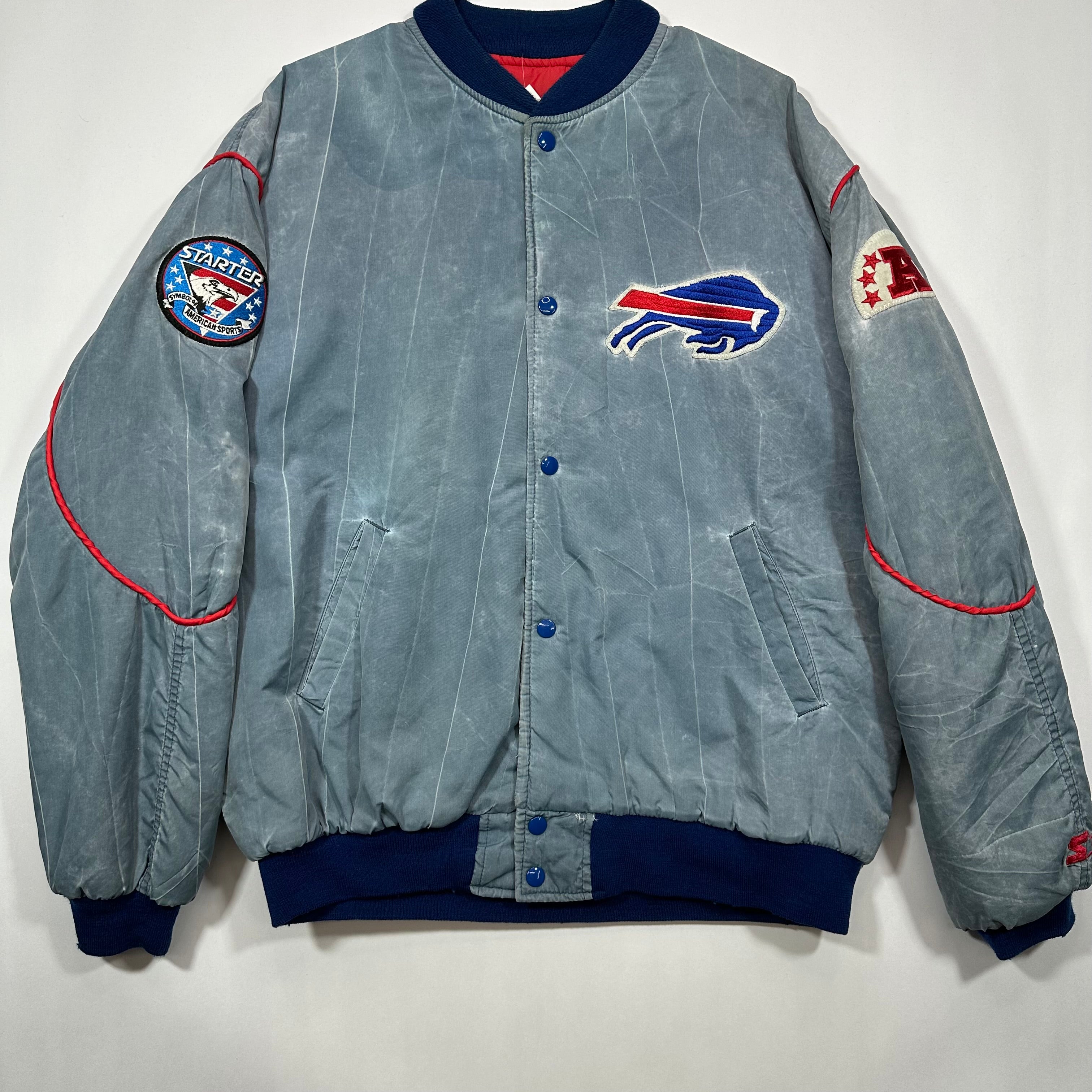 Vintage Buffalo Bills Starter Acid Wash Satin Bomber Jacket Large