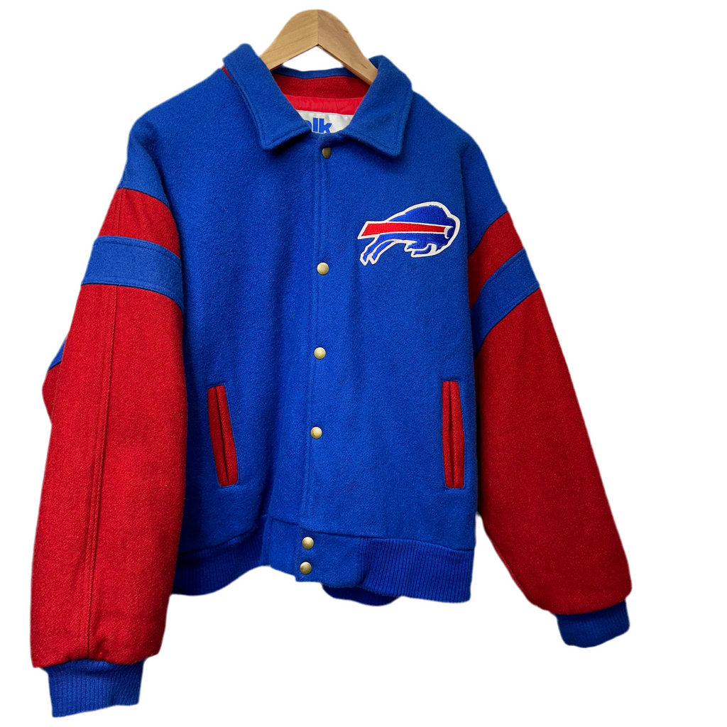 Vintage Buffalo Bills Chalk Line Wool Varsity Bomber Jacket Large
