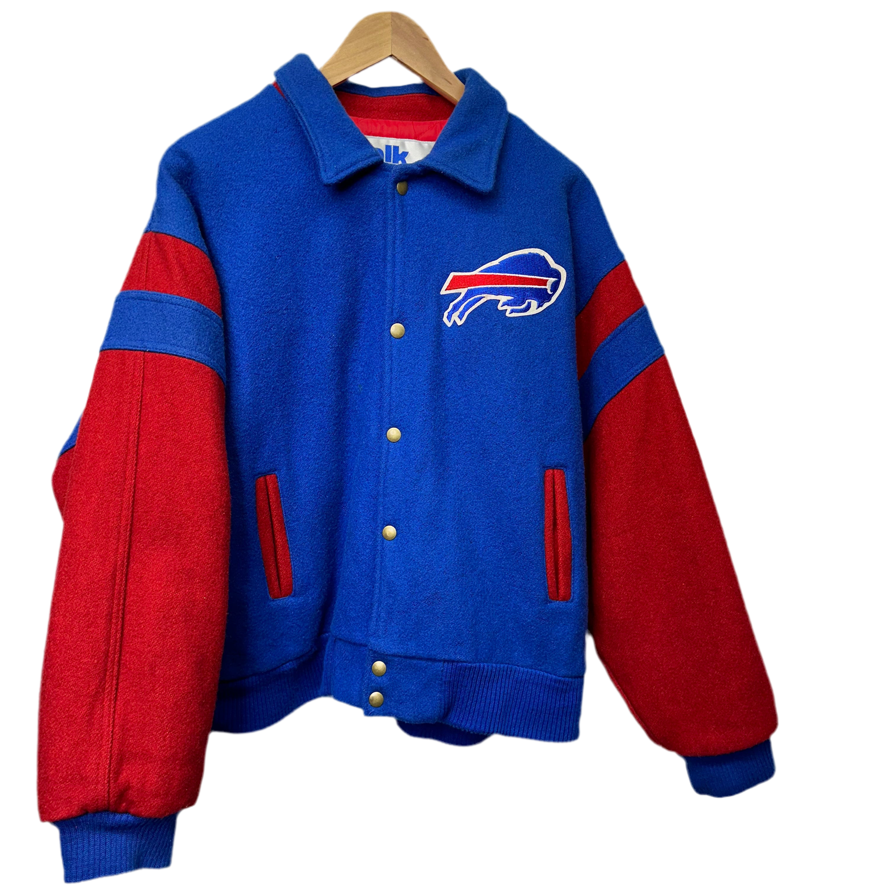 Vintage Buffalo Bills Chalk Line Wool Varsity Bomber Jacket Large