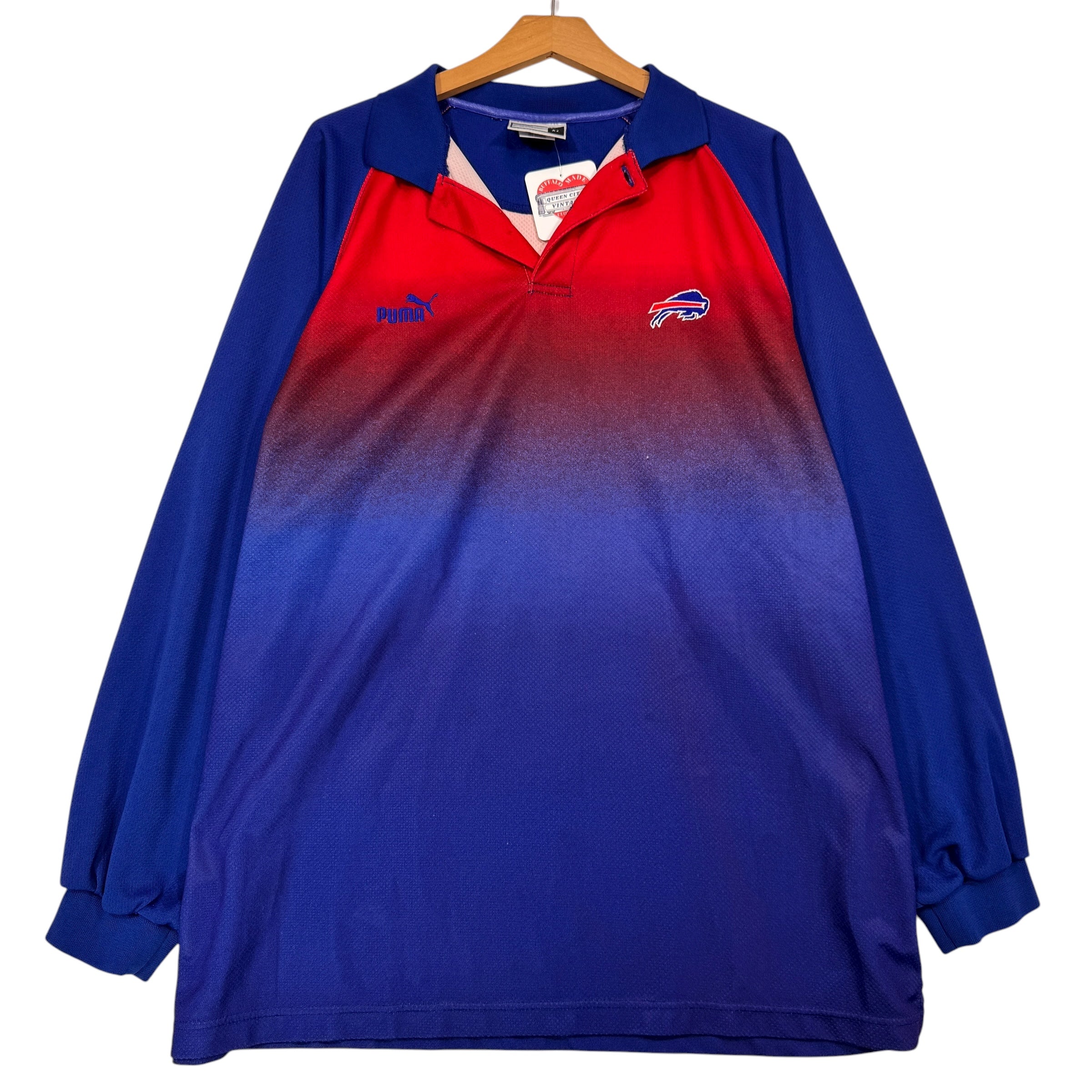 Vintage Buffalo Bills Long Sleeve Rugby Polo Shirt XL
