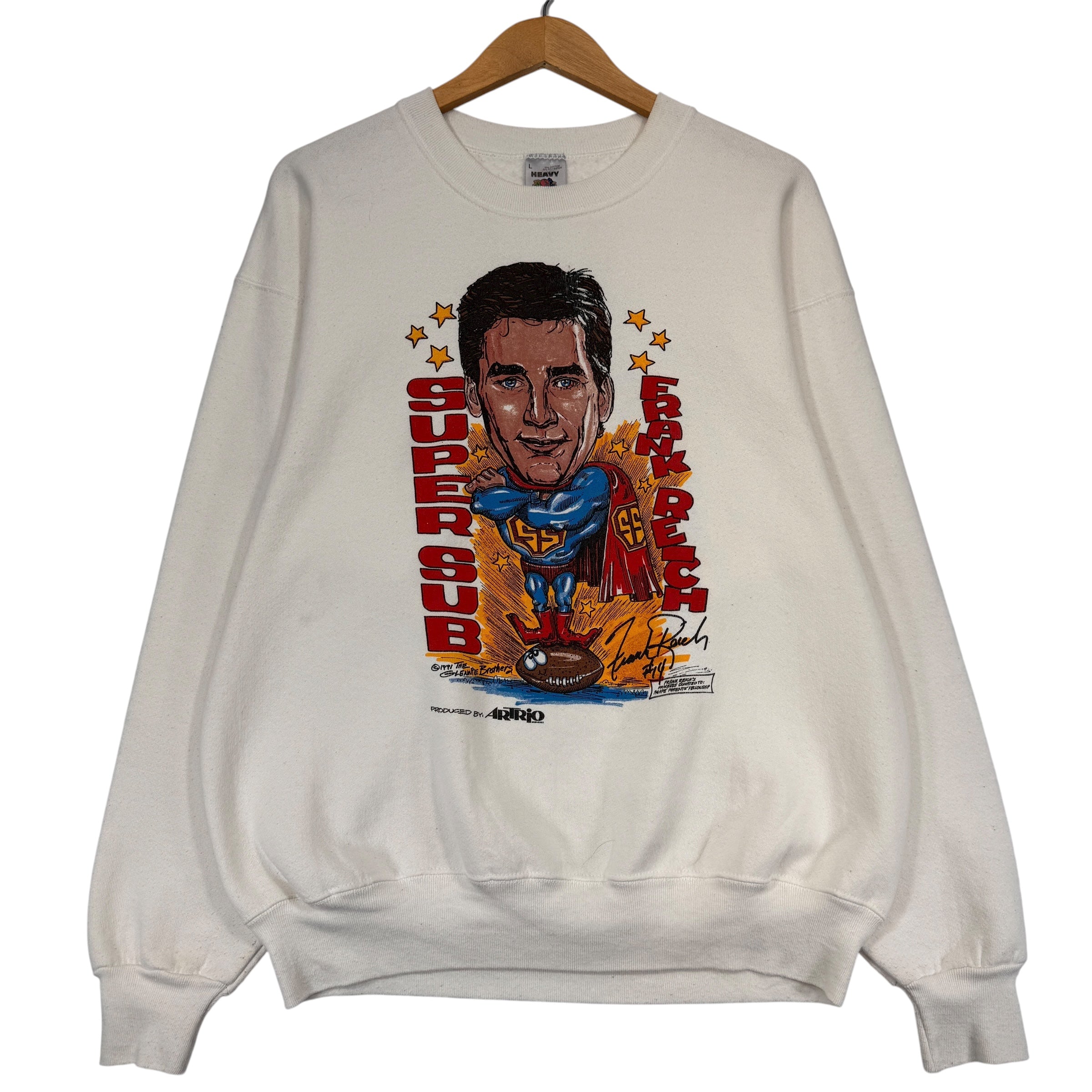Vintage Buffalo Bills Frank Reich Super Sub Cartoon Crewneck Sweatshirt Large