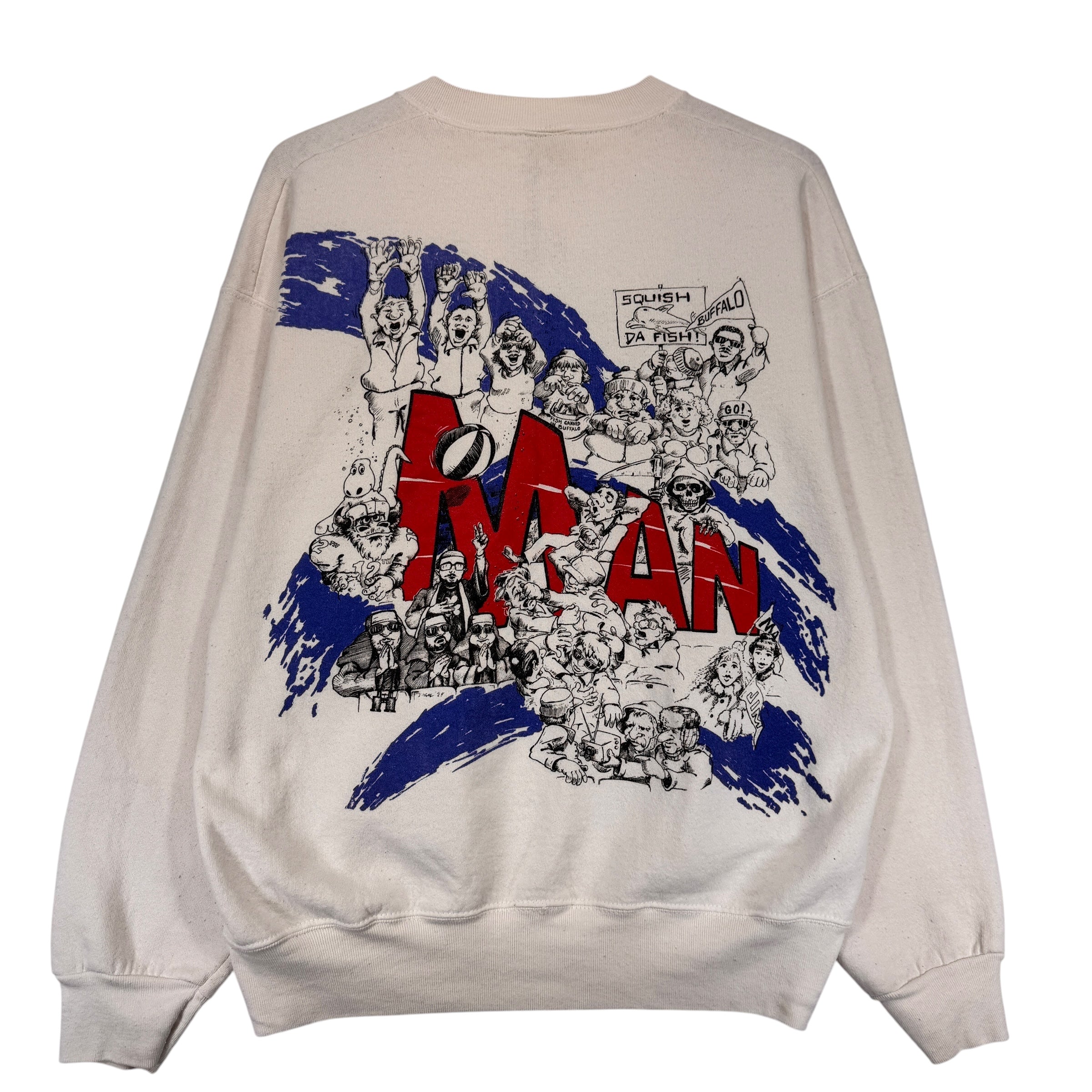 Vintage Buffalo Bills 12th Man All Over Print Sweatshirt Large
