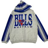 Vintage Buffalo Bills Striped Hoodie Sweatshirt Medium