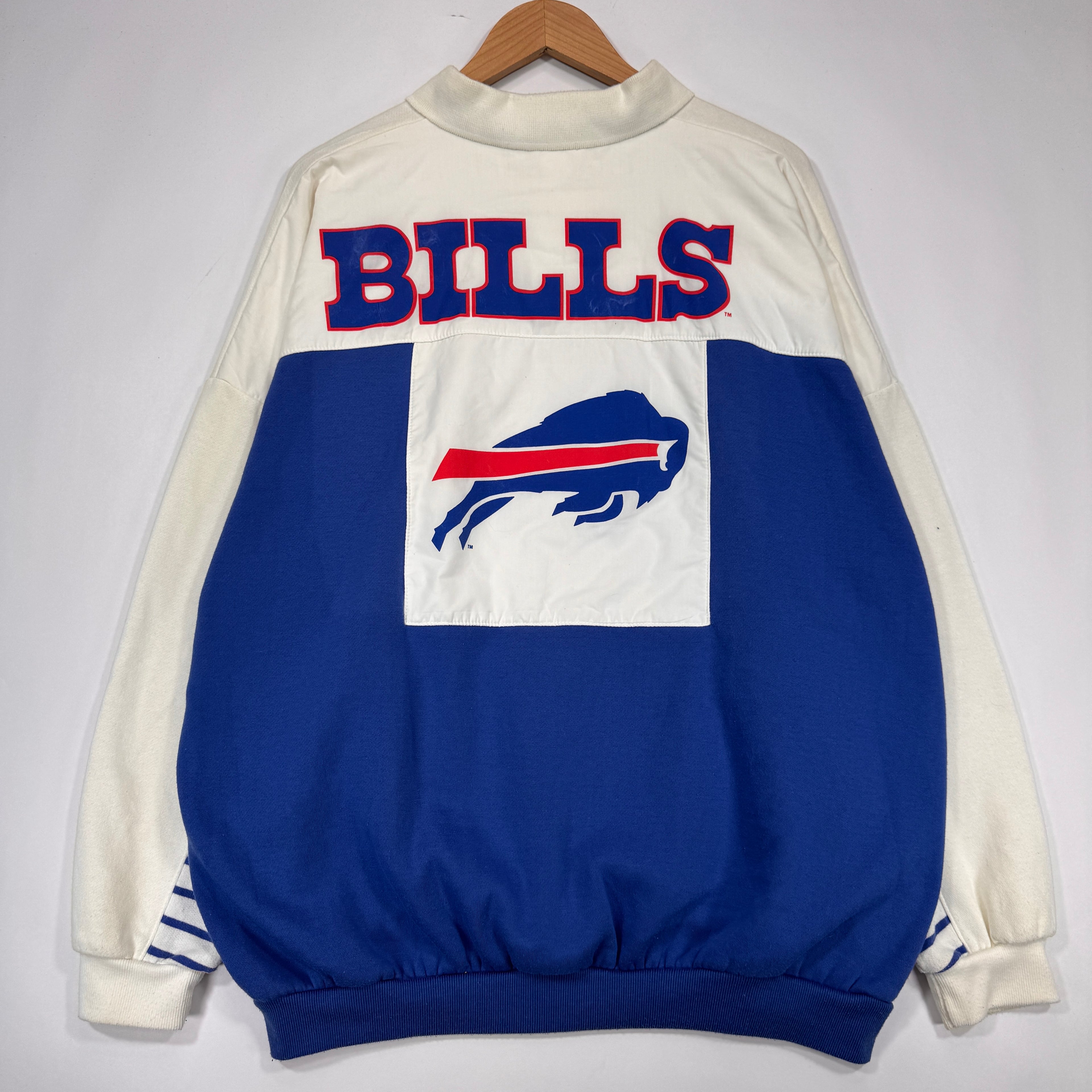 Vintage Buffalo Bills Color Block Collared Crewneck Sweatshirt XL