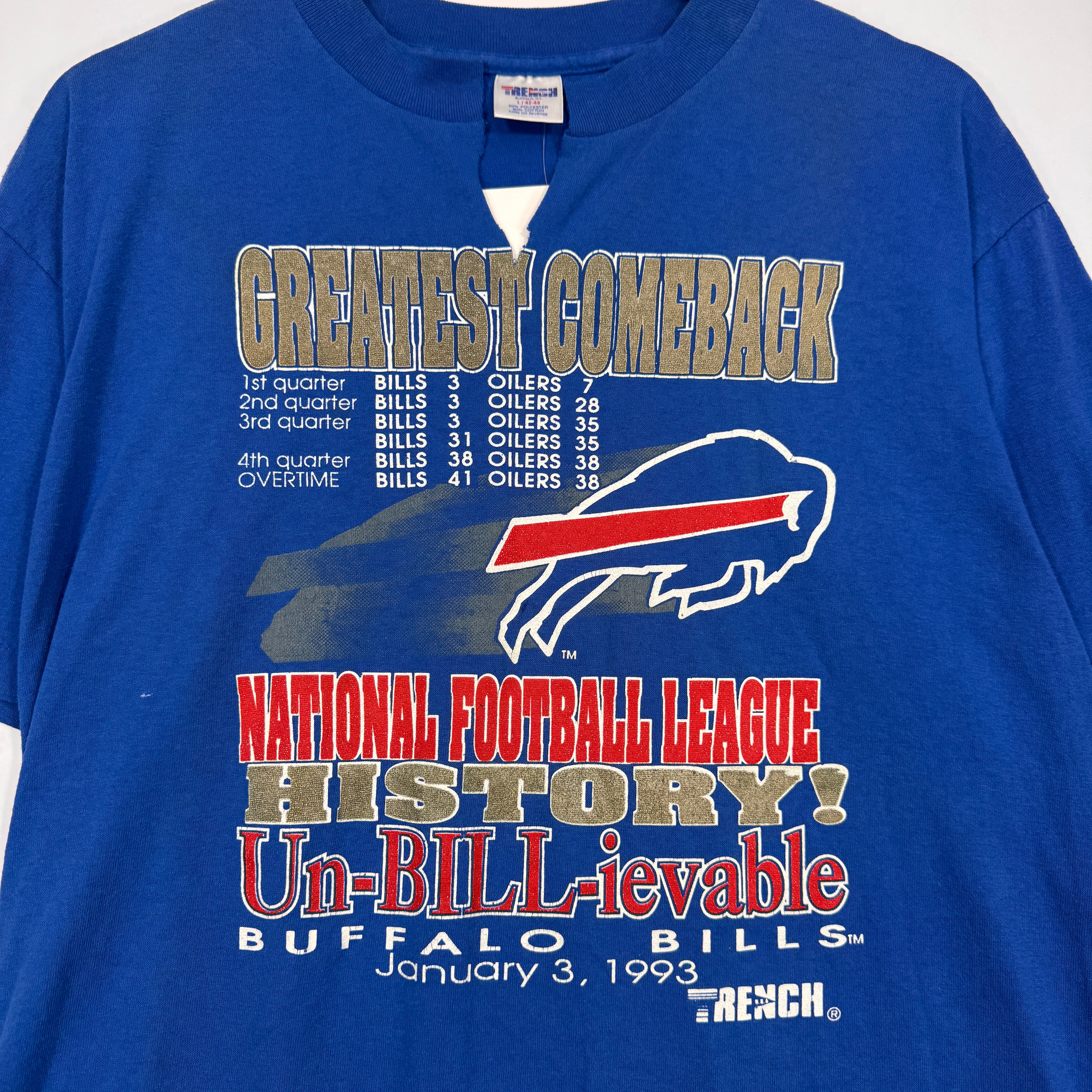 Vintage Buffalo Bills 1993 Greatest Comeback Shirt Large
